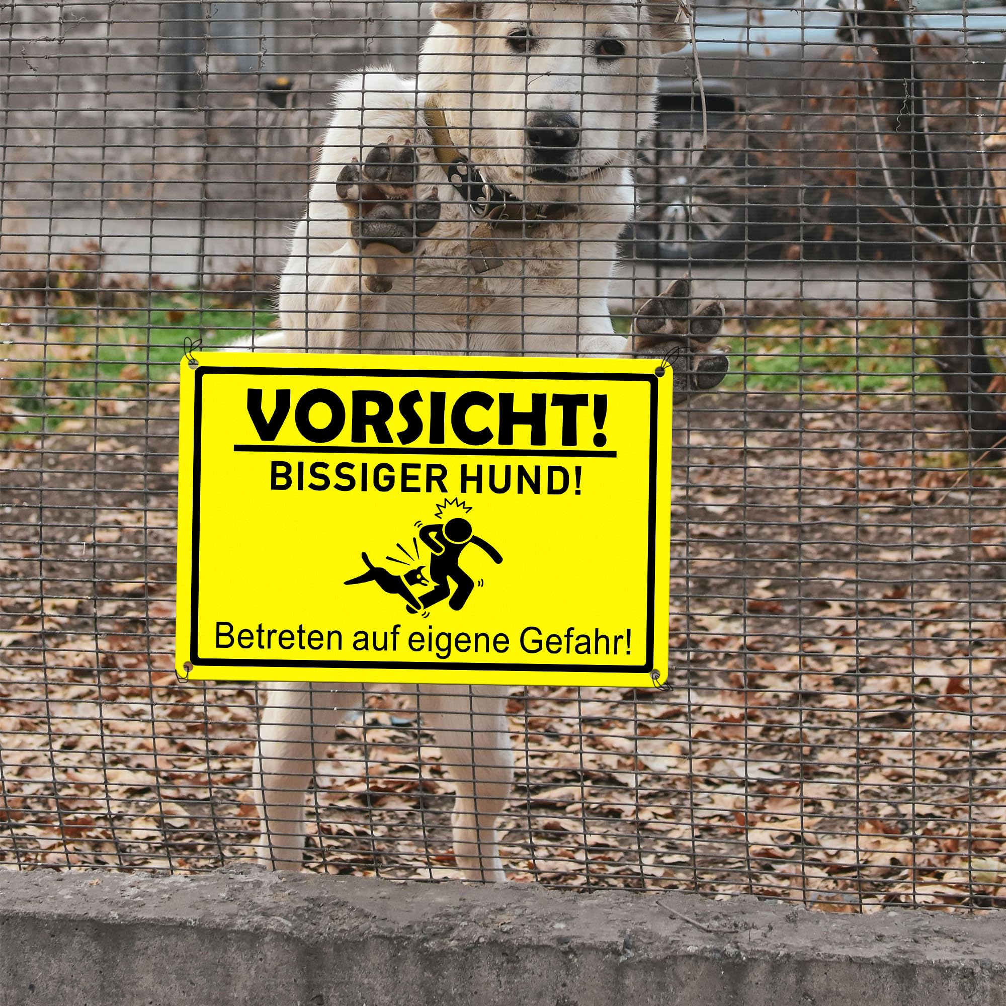 Vorsicht - Cartello divertente per cani, 30 x 20 cm (A4), in alluminio