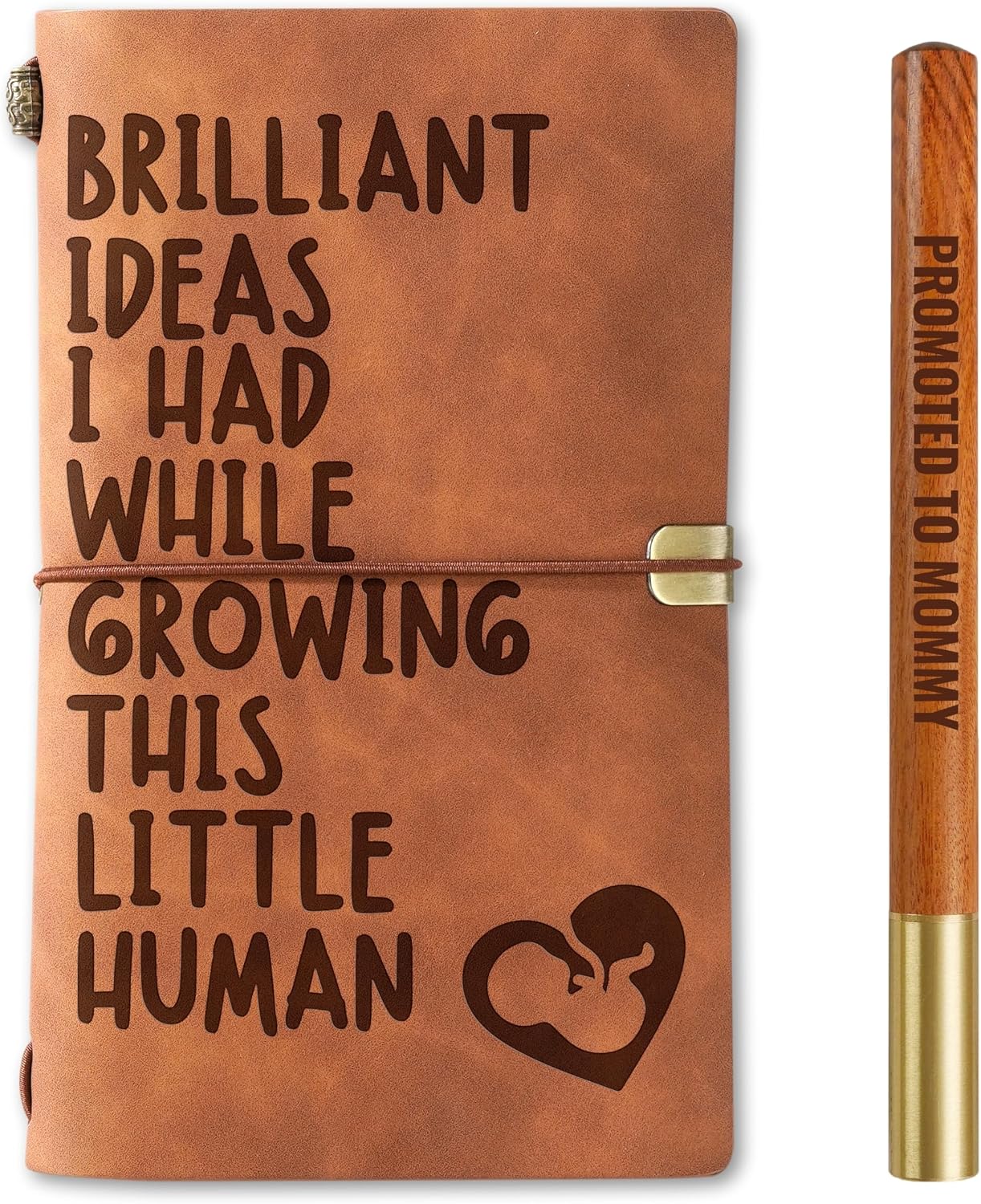 InnoBeta New Mom Gifts 2026, First Time Mom to Be Journal Notebook with Pen, Refillable Sketchbook, Travel Diary, Lined Planner, 7x5 Inches, Brown