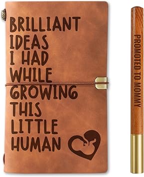 InnoBeta New Mom Gifts 2026, First Time Mom to Be Journal Notebook with Pen, Refillable Sketchbook, Travel Diary, Lined Planner, 7x5 Inches, Brown