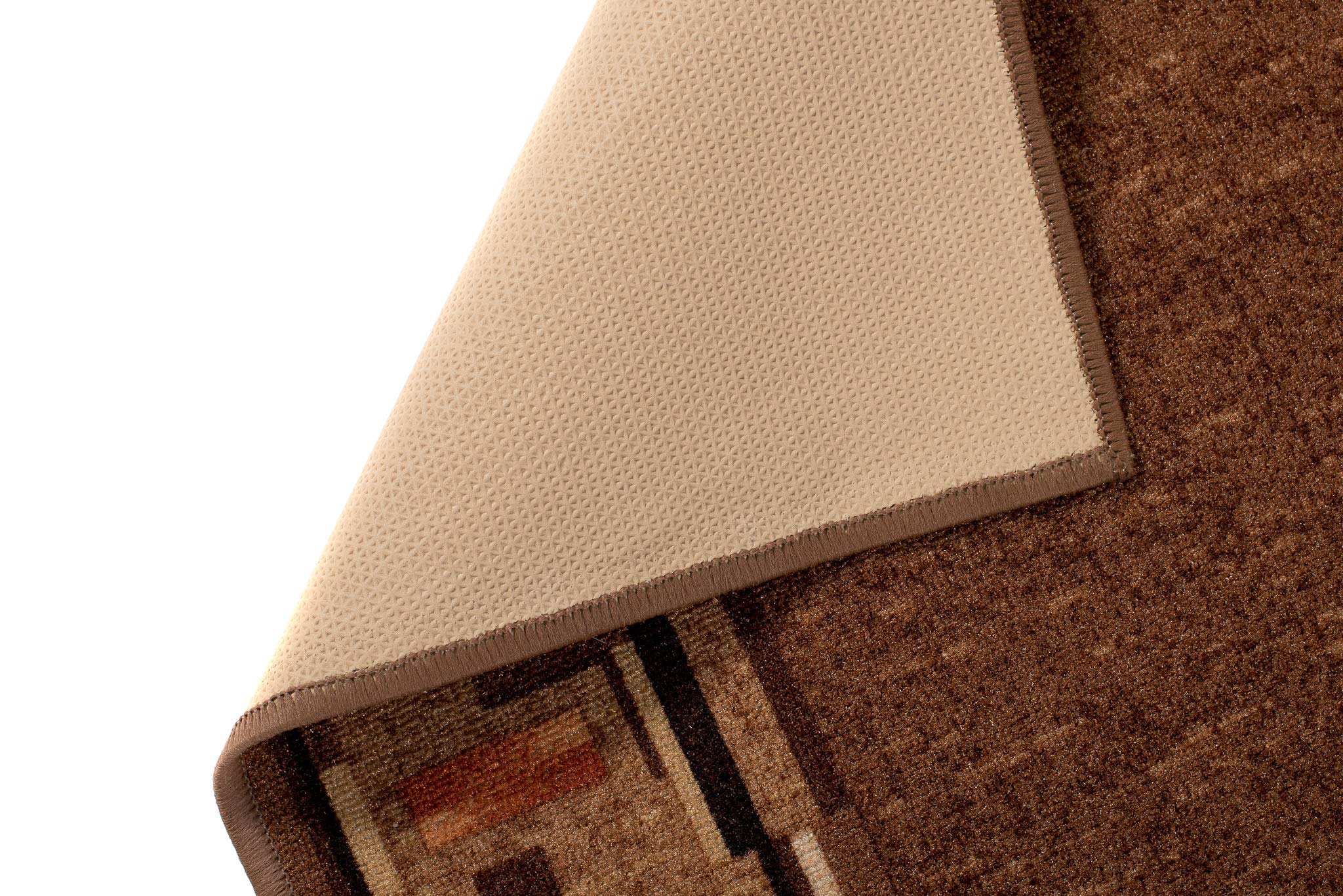 Tapiso Antypoślizgowy dywan chodnik antypoślizgowy most sprzedawany na metry nowoczesny brązowy pomarańczowy kwadratowy figury design korytarz kuchnia salon 67 x 220 cm