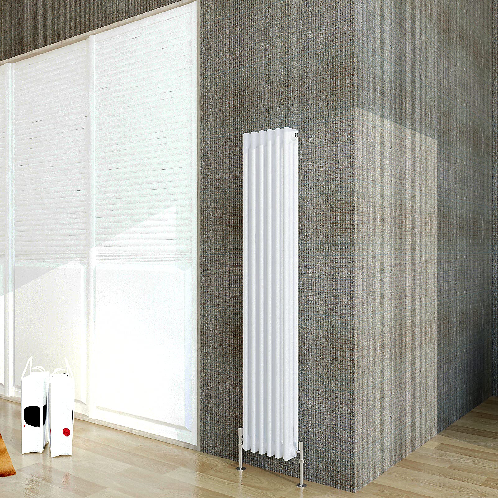 Acezanble∣3 Column Radiator, Vertical 1500mm White Tall Traditional Cast Iron Style Radiators Windows Hallyway — image 1