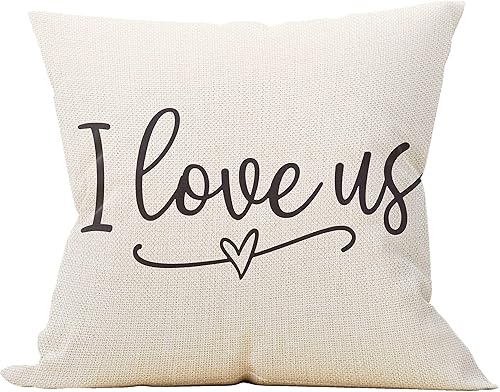 Mancheng-zi I Love Us Funda de almohada, regalos para recién casados, regalos de boda para pareja, regalo de compromiso, 18 x 18 pulgadas, funda de
