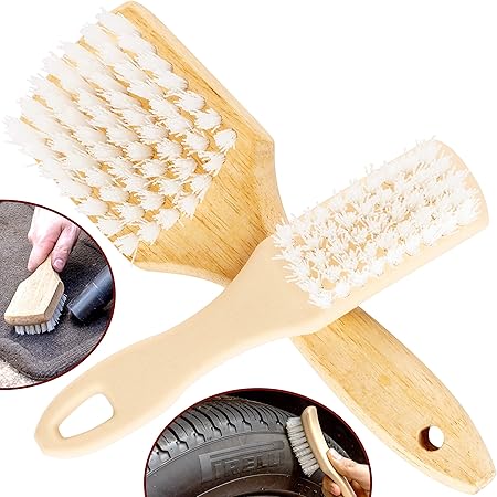 Amazon 人間工学に基づいたプログレード タイヤスクラブブラシ 2本パック リムやホイールを傷つけずに簡単にスクラブ ロープロファイル側壁でも丈夫な剛毛はフロアマット タイヤ または家の掃除に最適です ブラシ 車 バイク