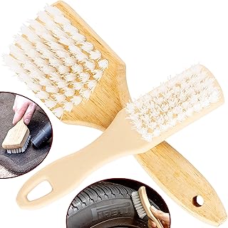 Ergonomic, Pro-Grade Tire Scrubbing Brushes 2 Pack. Easily Scrub Without Scratching Rims or Wheels, Even on Low Profile Si...