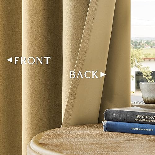 Miniatura 171 de ChrisDowa Cortinas 100% opacas de abedul liso de 96 pulgadas de largo, 2 paneles para dormitorio, sala de estar, oscurecimiento de la habitación de