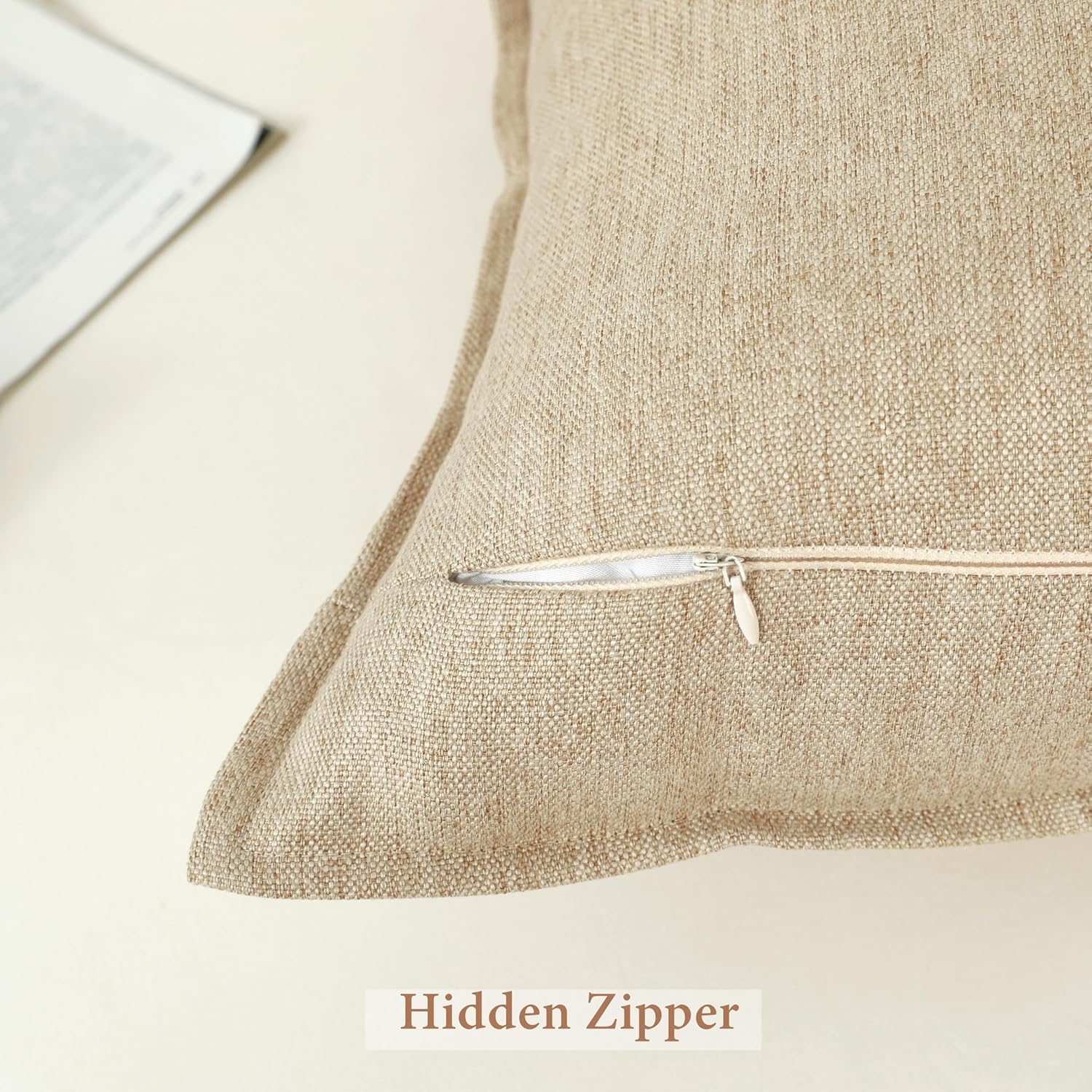 LIGICKY Set of 2 Neutral Linen Lumbar Pillow Covers 12x20 Inch Light Tan Decorative Rectangle Throw Pillow Covers for Living Room Couch Bed Sofa Rustic Farmhouse Boho Home Decor - Image 7