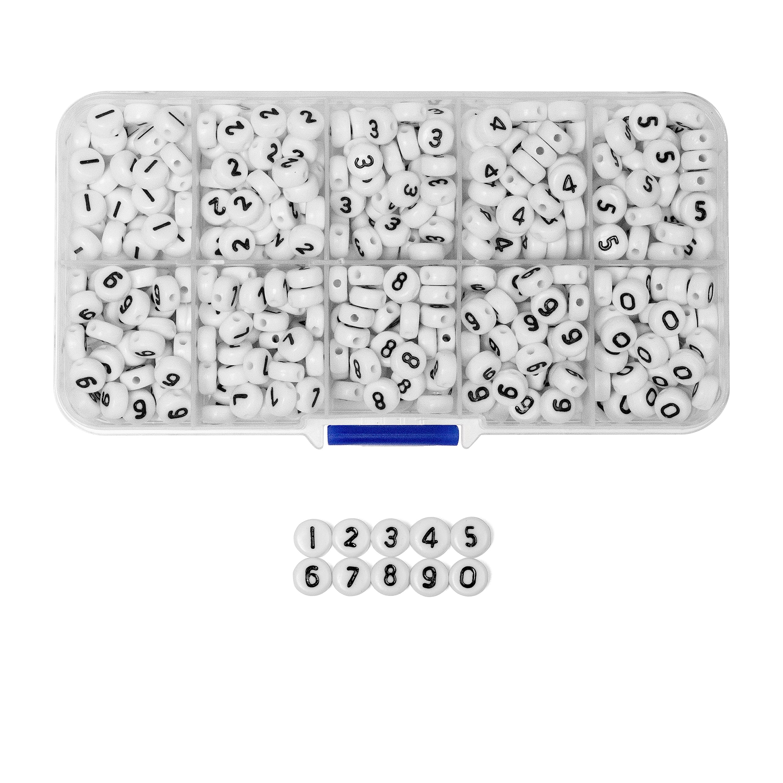 WangLaap500Pcs Number Beads Acrylic 4x7mm Round Beads for Bracelets Neckless Friendship Jewelry DIY Making (10Grids)