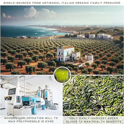 Miniatura 5 de WellEatable Aceite de oliva virgen extra orgánico de cosecha temprana 2024-2025 de Italia, probado en laboratorio, extraído en frío para beber y