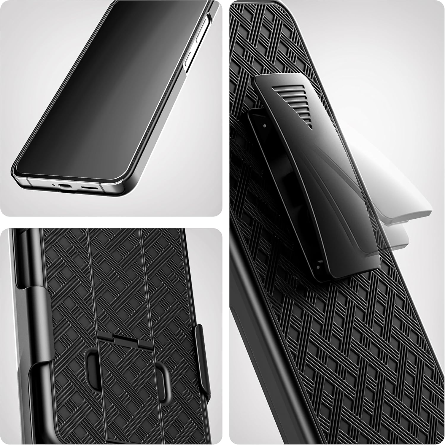 Encased DuraClip for Moto G 2025 Case with Belt Clip Holster and Kickstand (Black) - Image 3