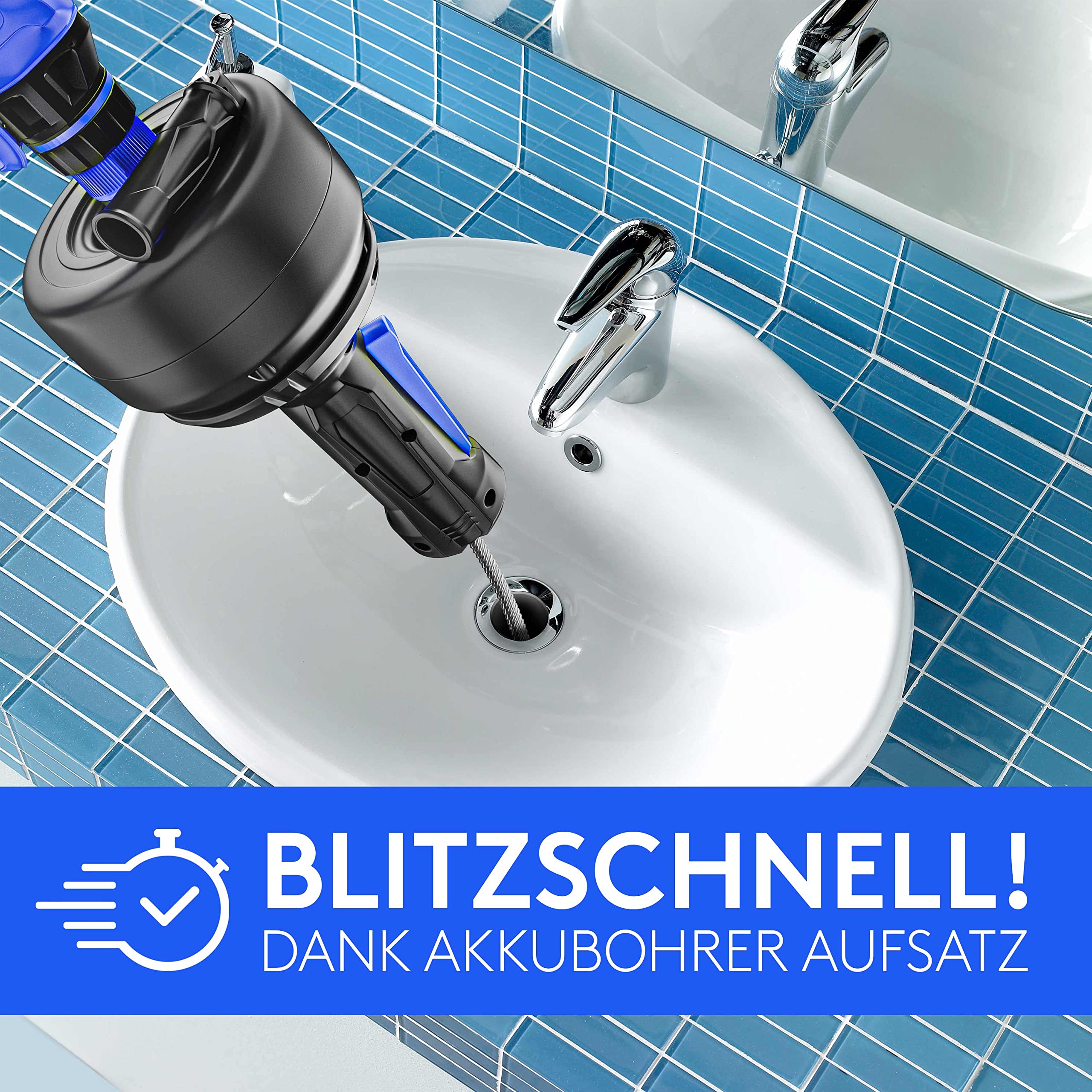 Meisterfaktur Rohrreinigungsspirale Pro [5 m] - innovativer Mechanismus - Ideale Abflussspirale für eine schnelle Rohrreinigung - Die Rohrspirale für echte Heimwerker!