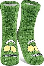 United Labels Rick and Morty Cottage Socks - Sherpa Lined Indoor Socks for Men Cozy Socks Warm Winter Socks Men's Socks OneSize Green, Green, 40/45 EU