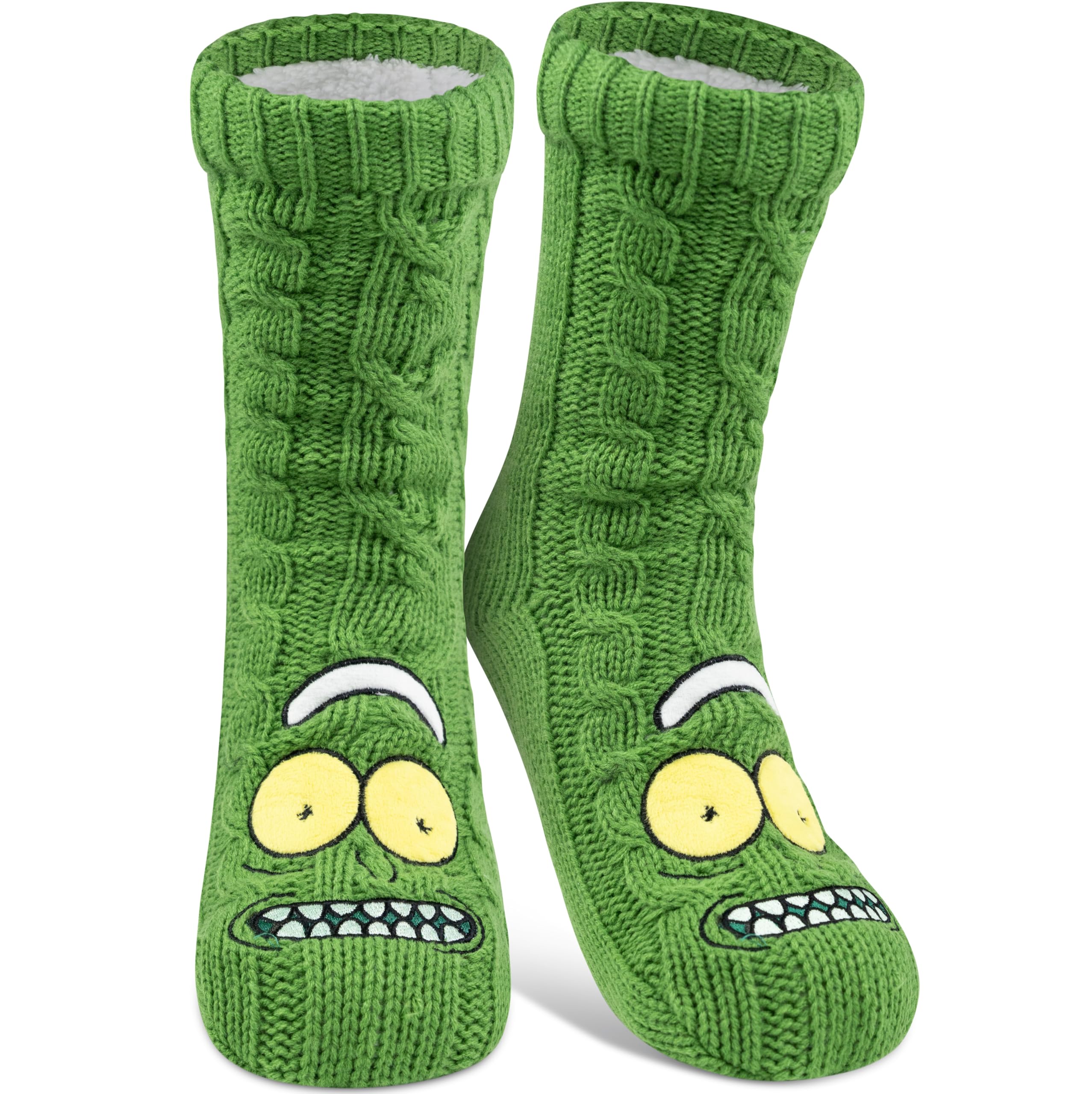 United Labels Rick and Morty Hut Socks - Green, Men's, One Size, Slouch Socks, Ankle Length, Sherpa Lining, Fluffy, Warm, Cuddly, Winter Socks