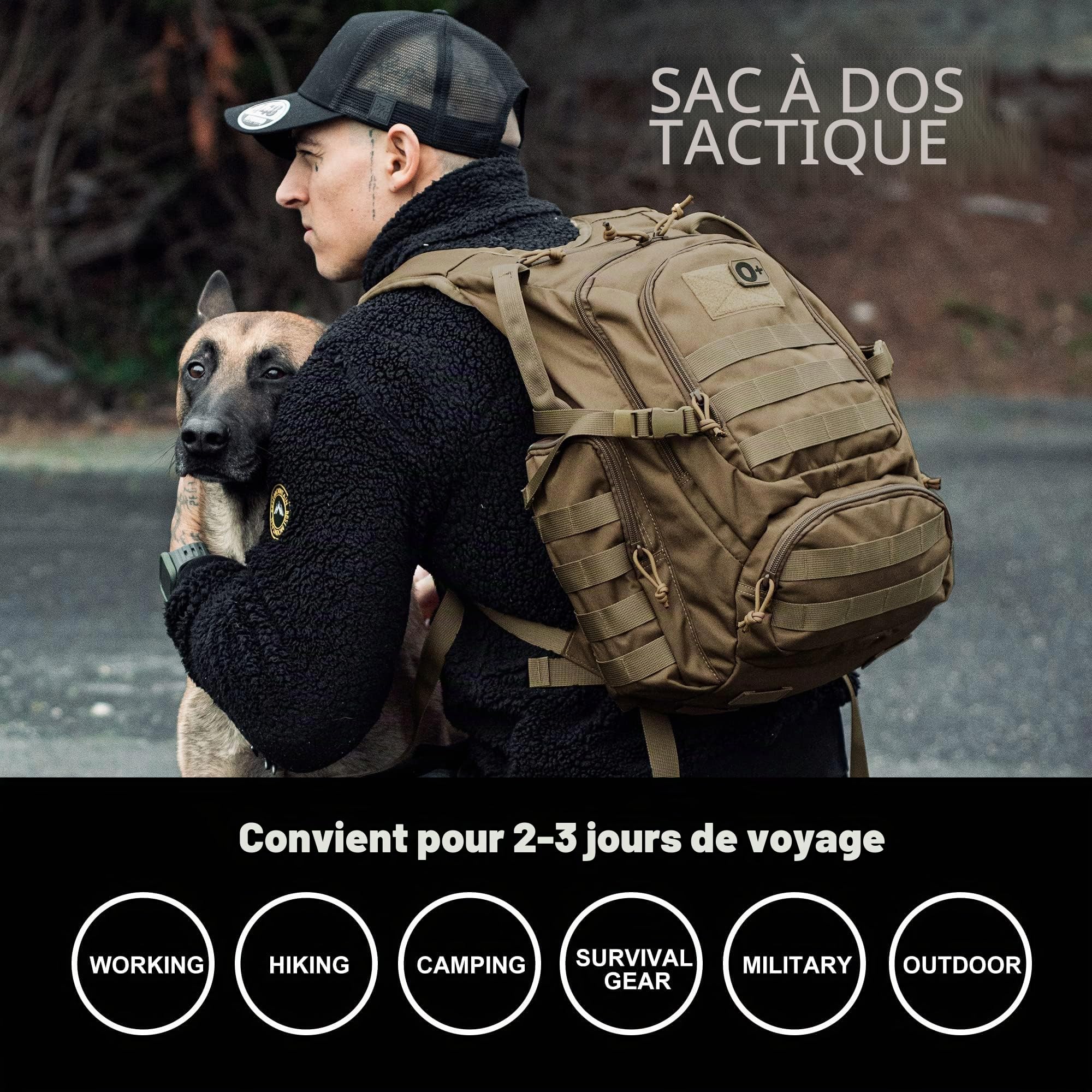Mardingtop 25LSac à Dos Tactique Militaire Trekking Randonnée en Plein air Multifonctionnelle Sac a Dos Homme Femme