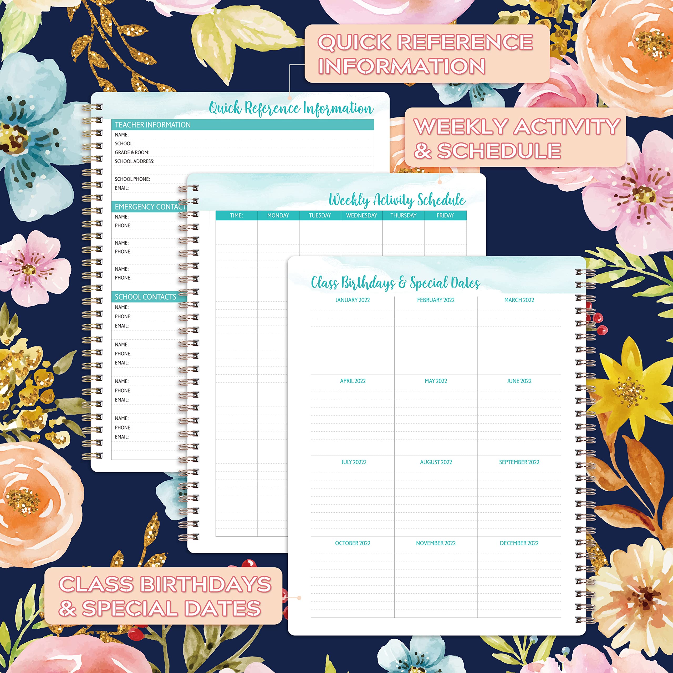 2022 Teacher Planner Teacher Planner for 2022, 8'' x 10'', January 2022 December 2022,Lesson