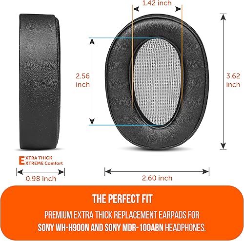 Miniatura 5 de WC Wicked Cushion - Almohadillas gruesas para auriculares Sony Wh-900N y MDR-100ABN - Cojines de piel sintética suave, espuma viscoelástica con