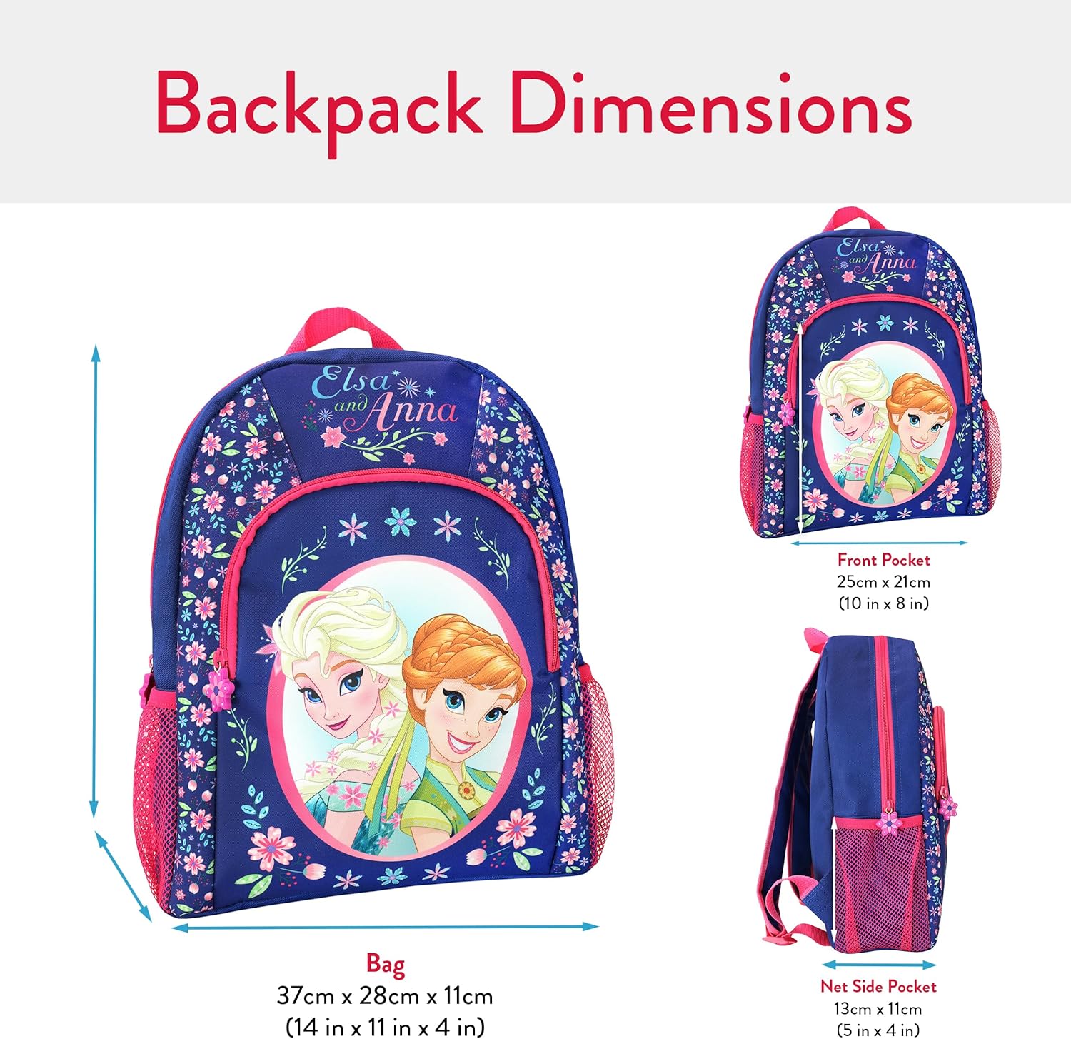 Disney Frozen Backpack, Anna And Elsa Backpack, Girls Backpacks, Girls School Bag, Blue One Size - Image 3