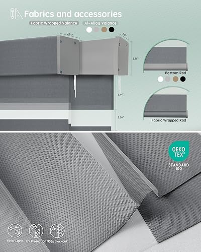 Miniatura 153 de Persianas de cebra motorizadas Yoolax compatibles con Alexa, persianas motorizadas con control remoto, persianas eléctricas inteligentes automáticas