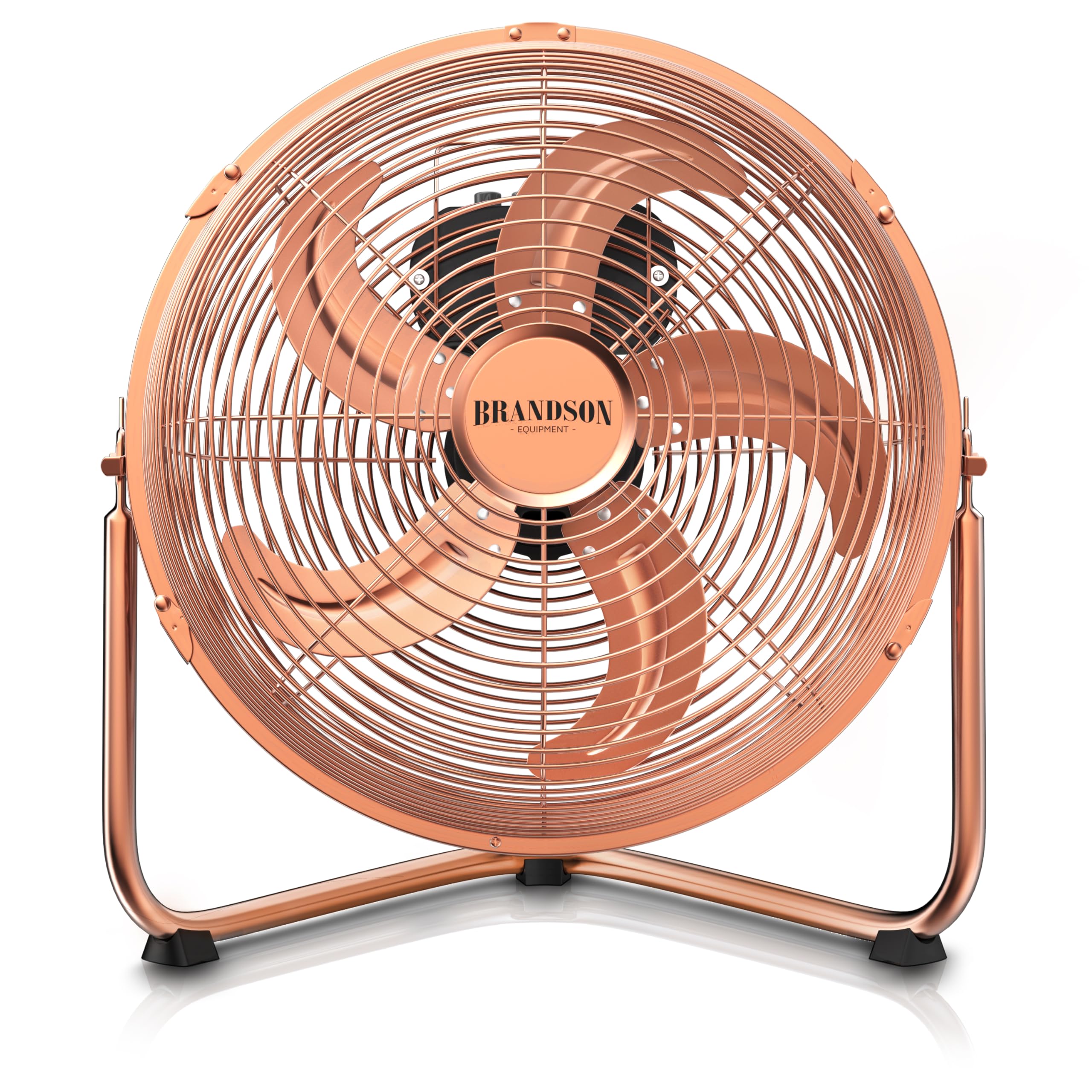 Brandson Ventilateur de Sol Design Rétro sur Pied de 30 cm - Métallique 3 Vitesses (Faible, Moyenne, Haute) - Débit d'air Élevé - Inclinable à 120° - Cuivré
