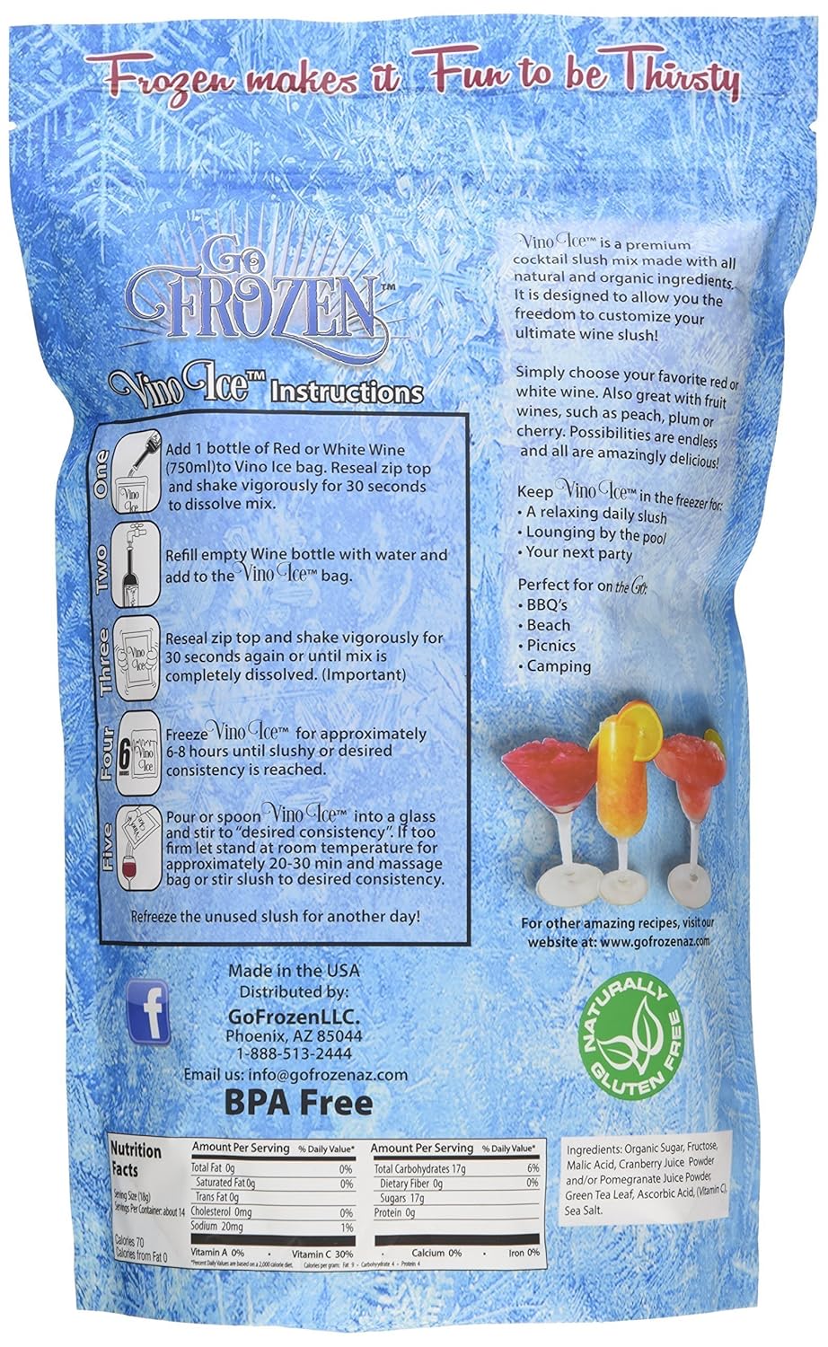 GO FROZEN Vino Ice Frappe-Frose-Wine Slushie and Cocktail Mix/Mixer Kit (Pack of 2)-Drink Mix for Frozen Wine Slushies-Makes Frozen Margaritas, Cosmos, Mimosa, Peach Bellini and Sangria Too