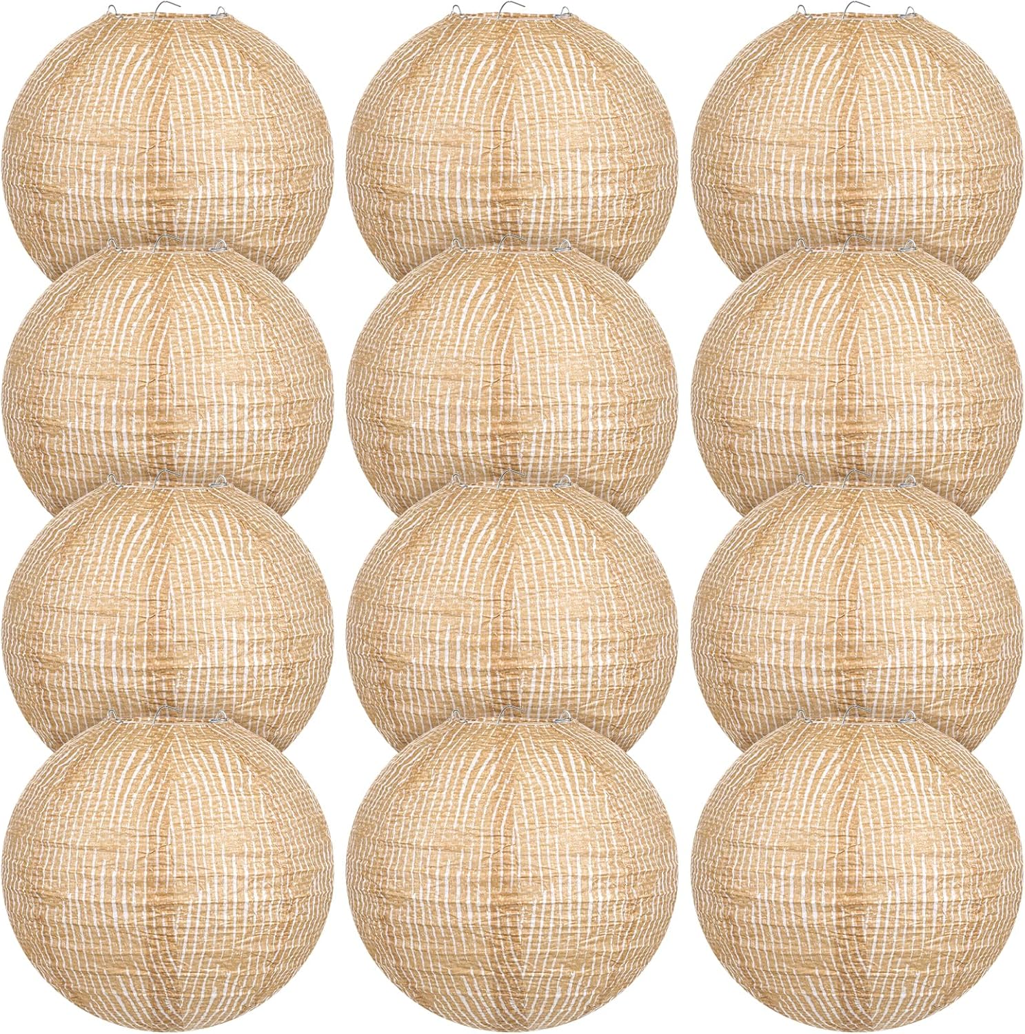 12 Pcs Print Burlap Paper Lanterns Round Chinese Paper Lanterns Decorative Farmhouse Classroom Decor Home Sweet Classroom Birthday Party Ceremonial Event (8 Inch)