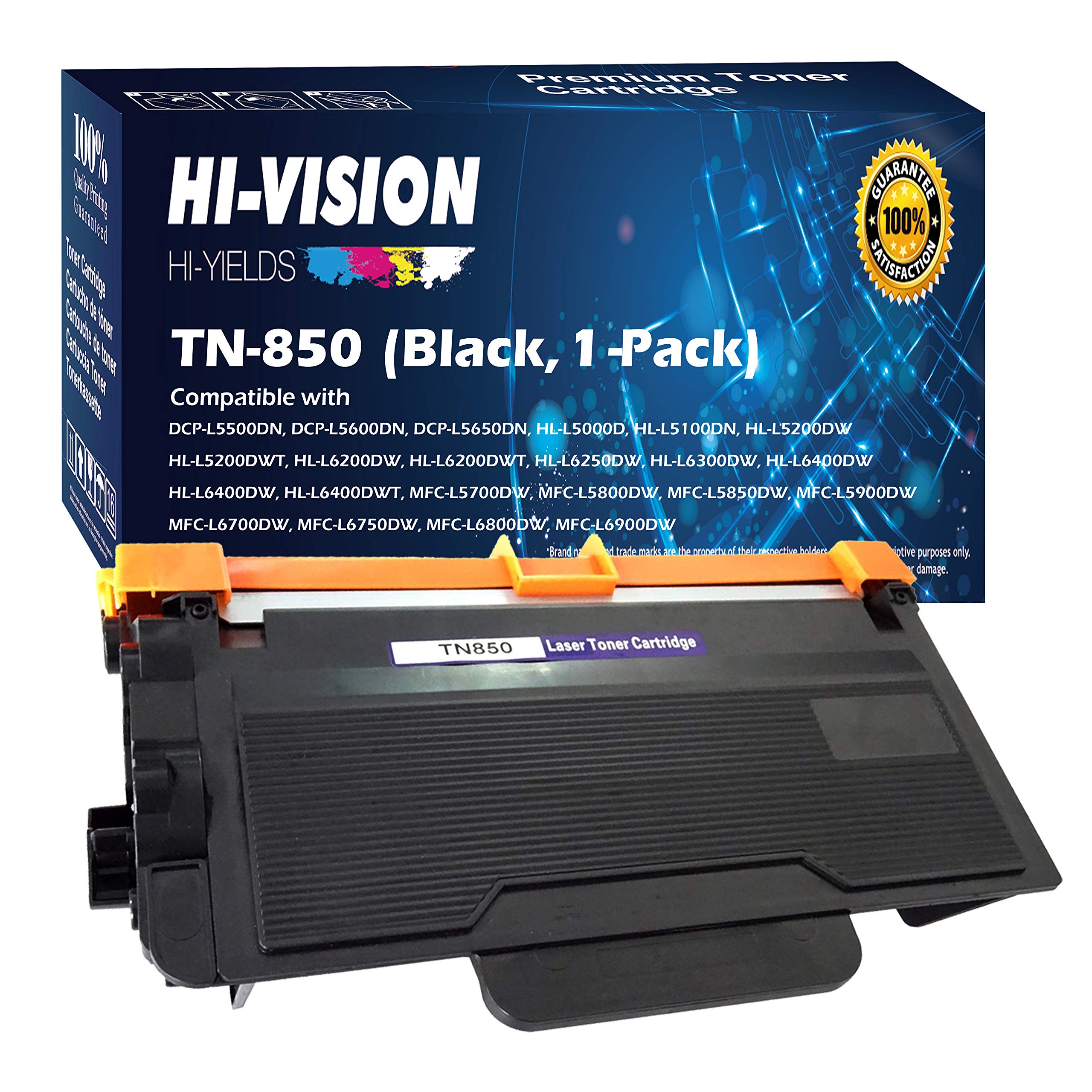 (Pack of 1 High Yield Black) HI-VISION HI-YIELDS Compatible TN-820 TN820 TN-850 TN850 Toner Cartridge, Suitable for HL-L5200DW,HL-L6200DW,MFC-L5700DW,MFC-L5800DW,MFC-L6750DW,MFC-L6800DW