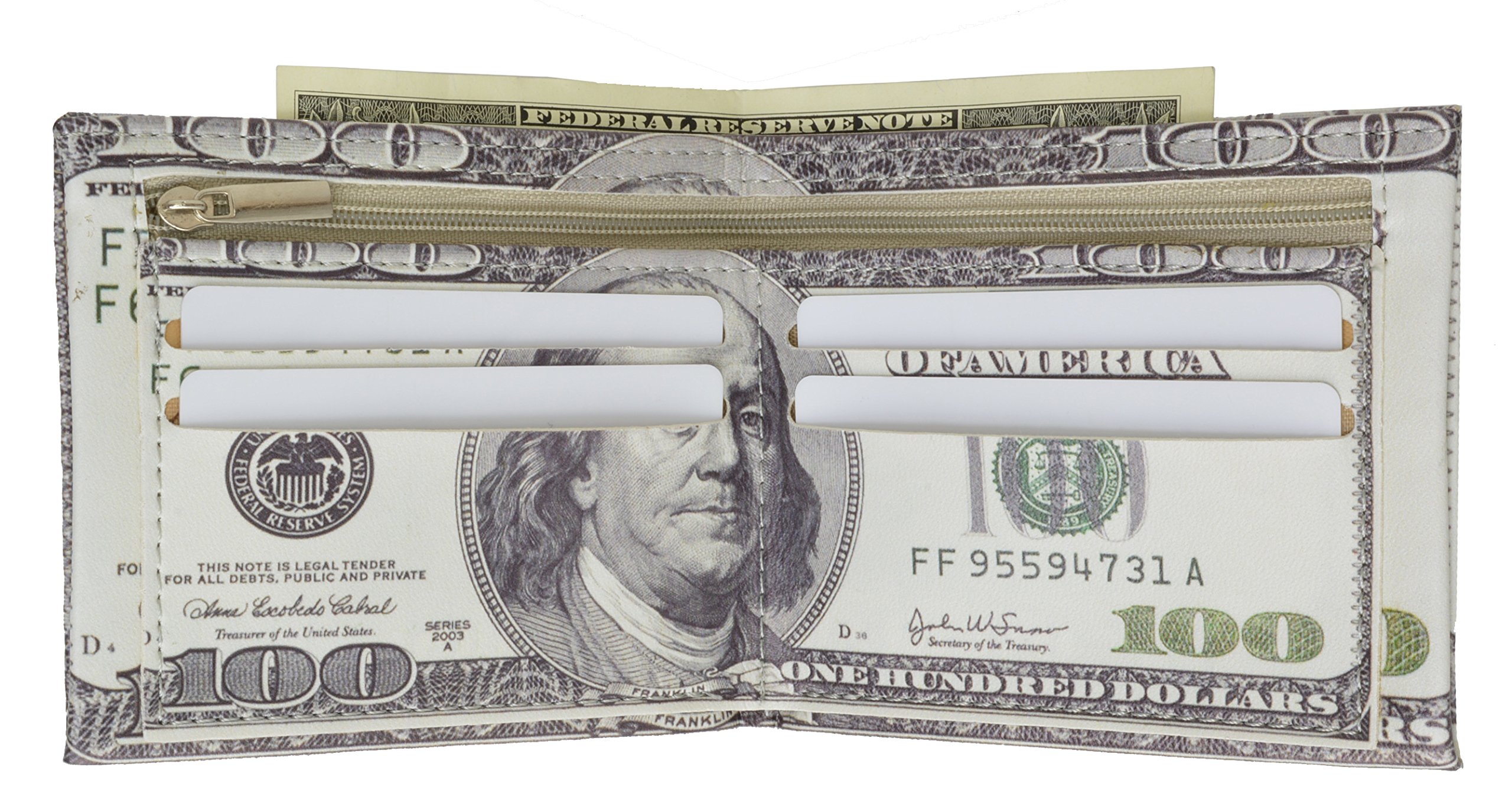 MARSHAL 100 Dollar Bill Design Wallet Men's Billfold Wallet