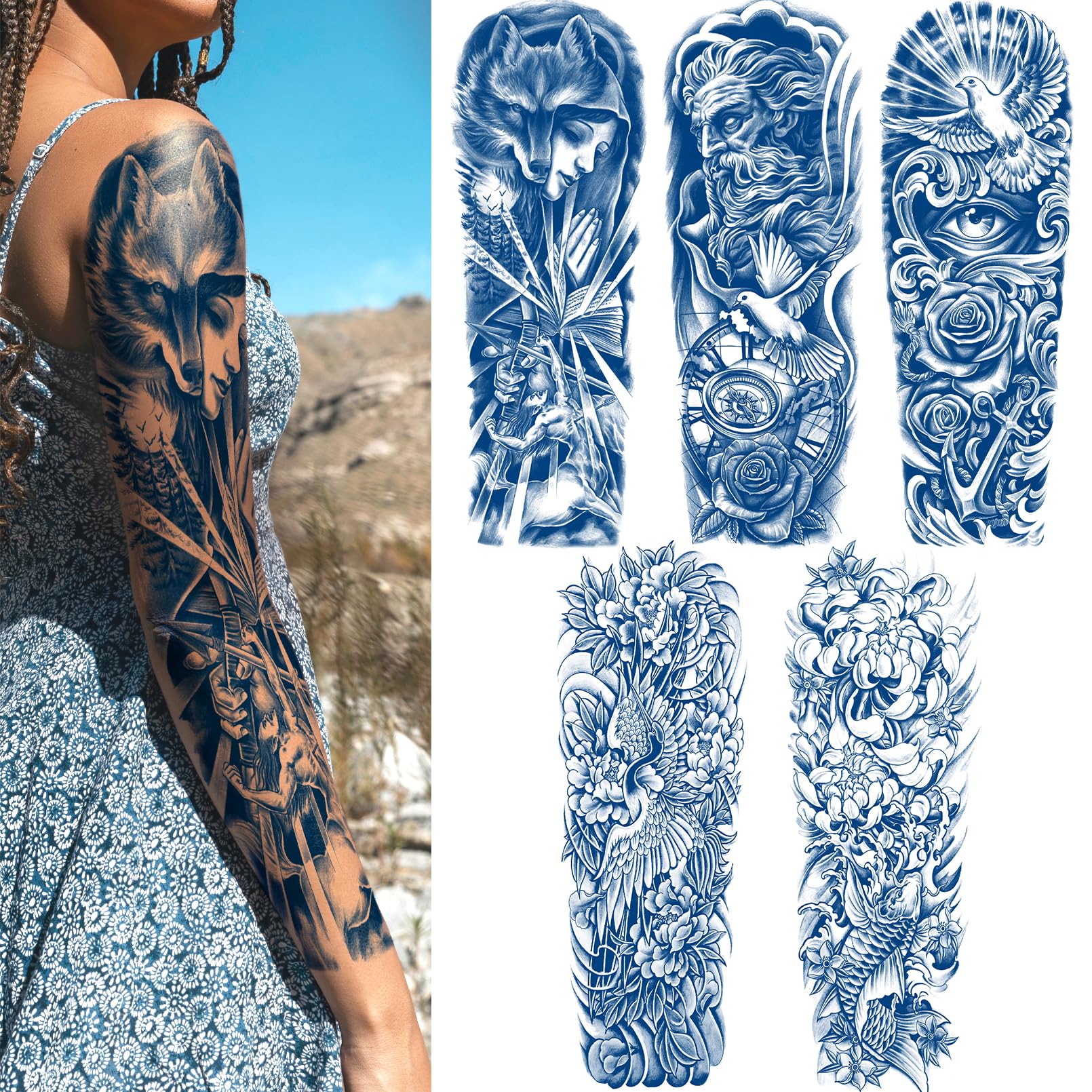 Amazon.com : Aresvns Semi Permanent Full Arm Tattoo Sleeves Set