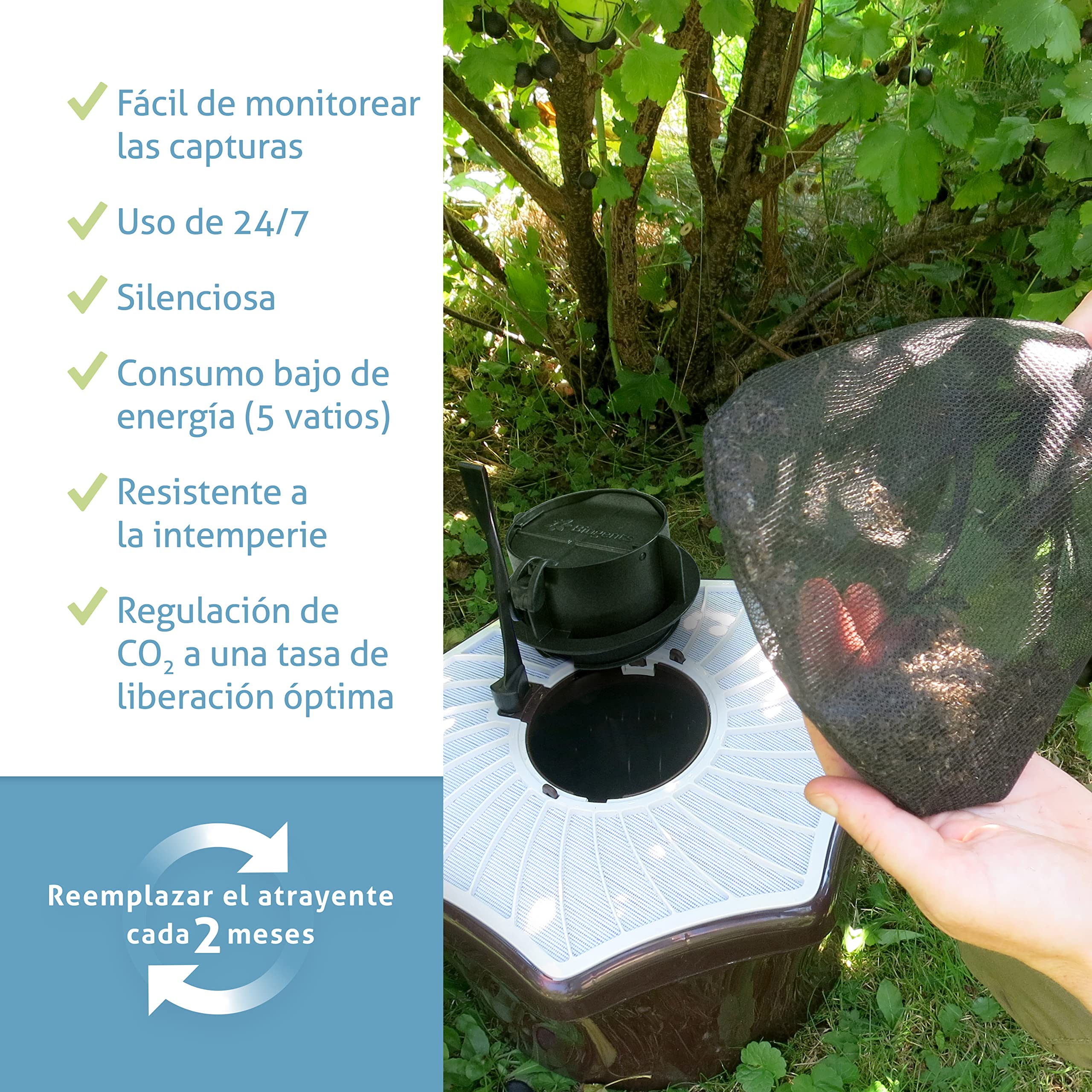 Biogents BG-Mosquitaire CO2 I para exterior I contra todo tipo de mosquitos I la trampa incl. señuelo BG-Sweetscent y set BG-Booster CO2 I libre de insecticidas I trampa para mosquitos CO2