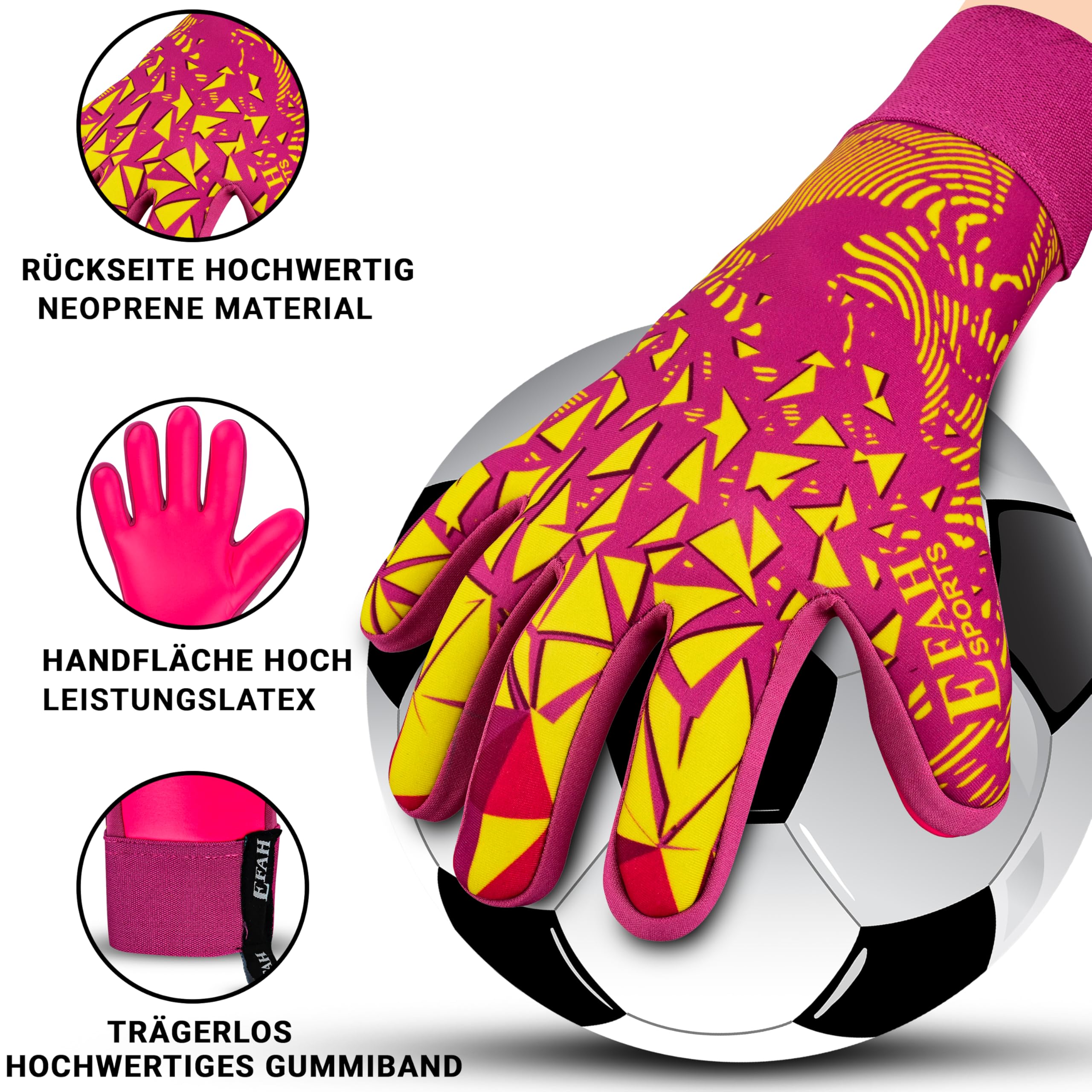 EFAH SPORTS Guanti da portiere calcio per bambini ragazzi e adulti con palmi ad alta presa ideali per allenamento e uso professionale