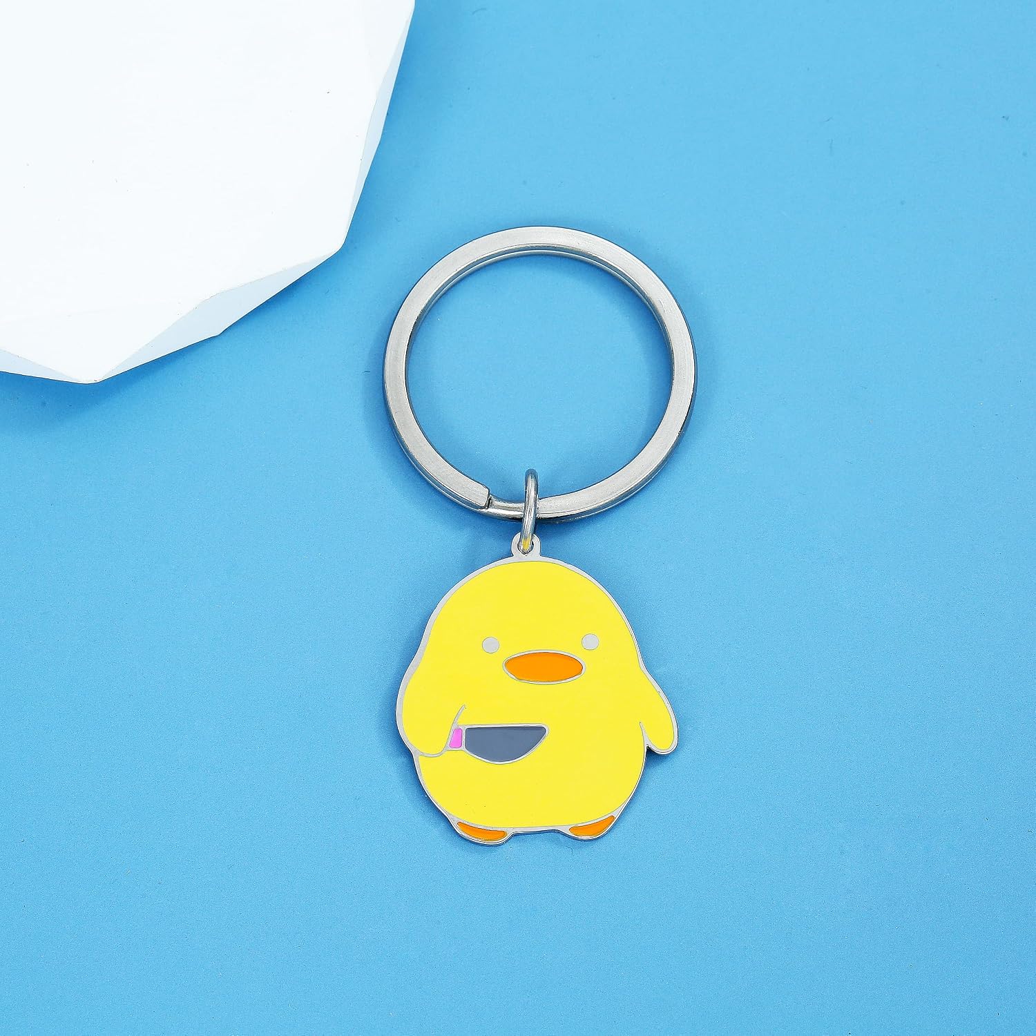 Cute Keychain Black Cat Funny Duck Goose Keychain Cute Gifts for Women Men Cool Stuff Funny Halloween Basket Gifts