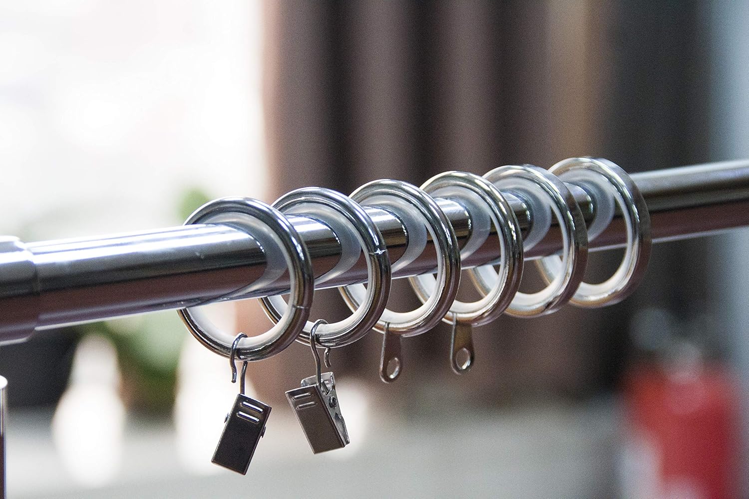 20 PCS Metal Curtain Rings, 1.18 Inch Internal Diameter, Curtain Rod Rings for Drapes with Eyelets, Silent Glide, Chrome
