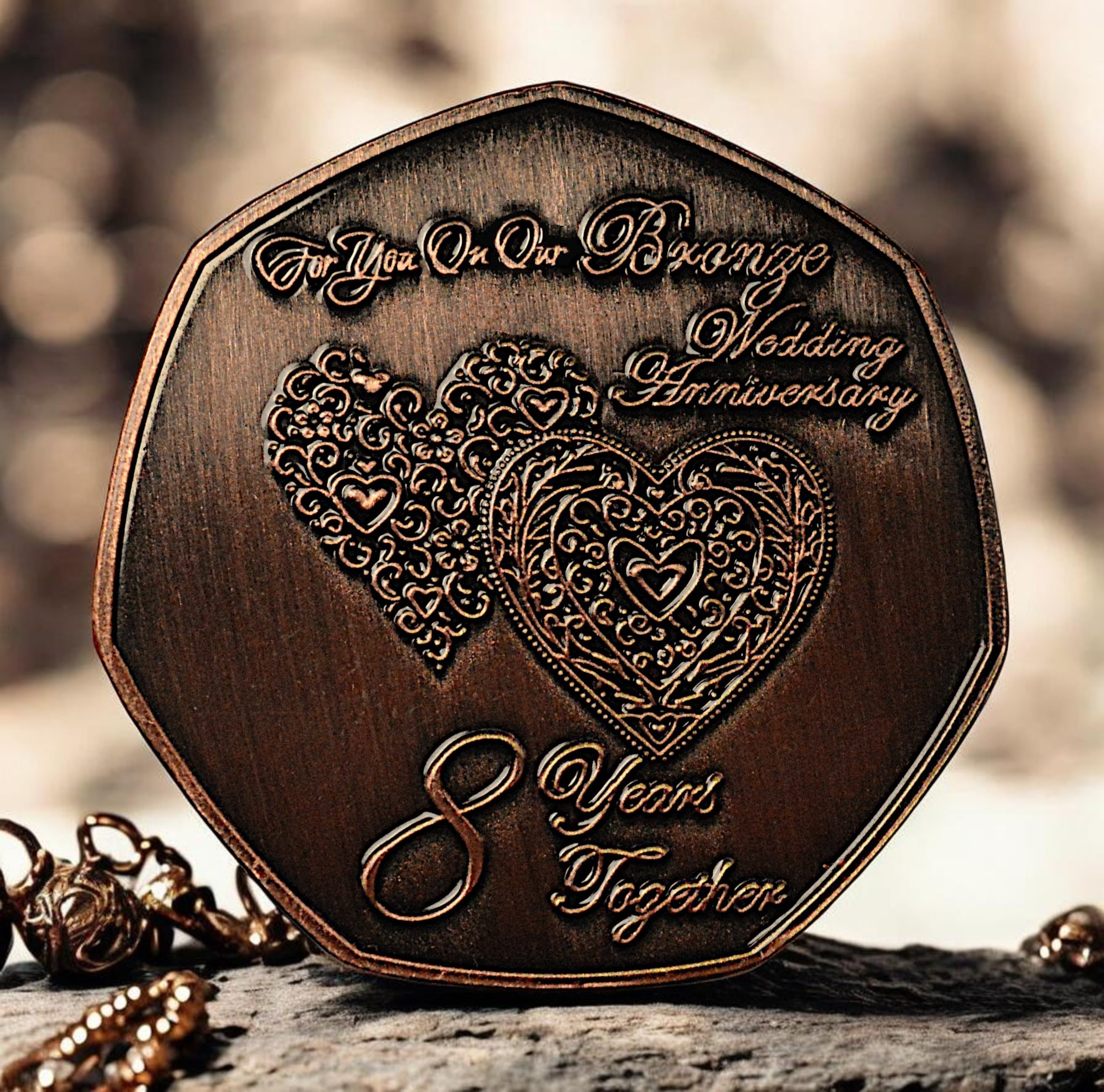 The Commemorative Coin Company Bronze Our 8Th Wedding Anniversary Commemorative. 8 Years Of Marriage. Gift For Patrtner/Husband/Wife