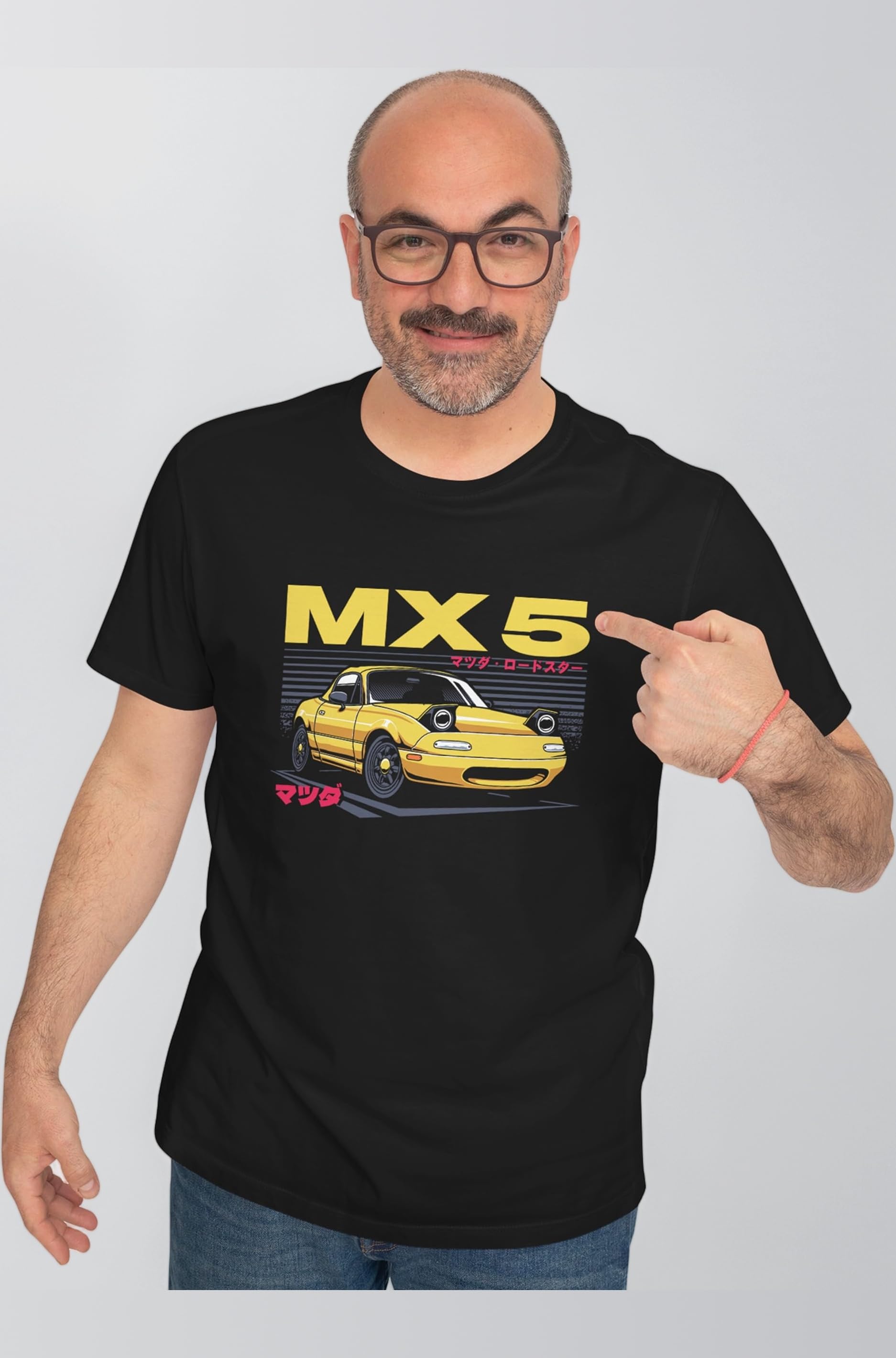 - Mazda MX-5 JDM Car Graphic Printed T-Shirt for Men | Retro Japanese Street Racing Design | Casual Cotton Half Sleeve Tee | Car Lover Anime Style Black T Shirt