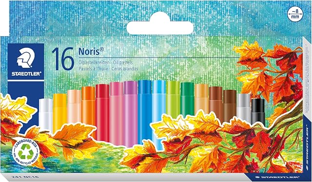 STAEDTLER 241 NC16 Noris Oil Pastel 8 mm - Assorted Colours (Pack of 16)