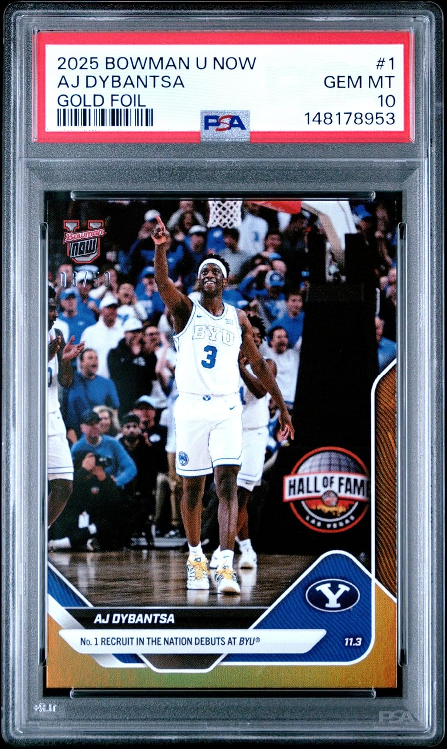 Graded 2025 Topps Bowman U Now AJ Dybantsa #1 Gold Foil /50 Rookie RC Basketball Card PSA 10 Gem Mint
