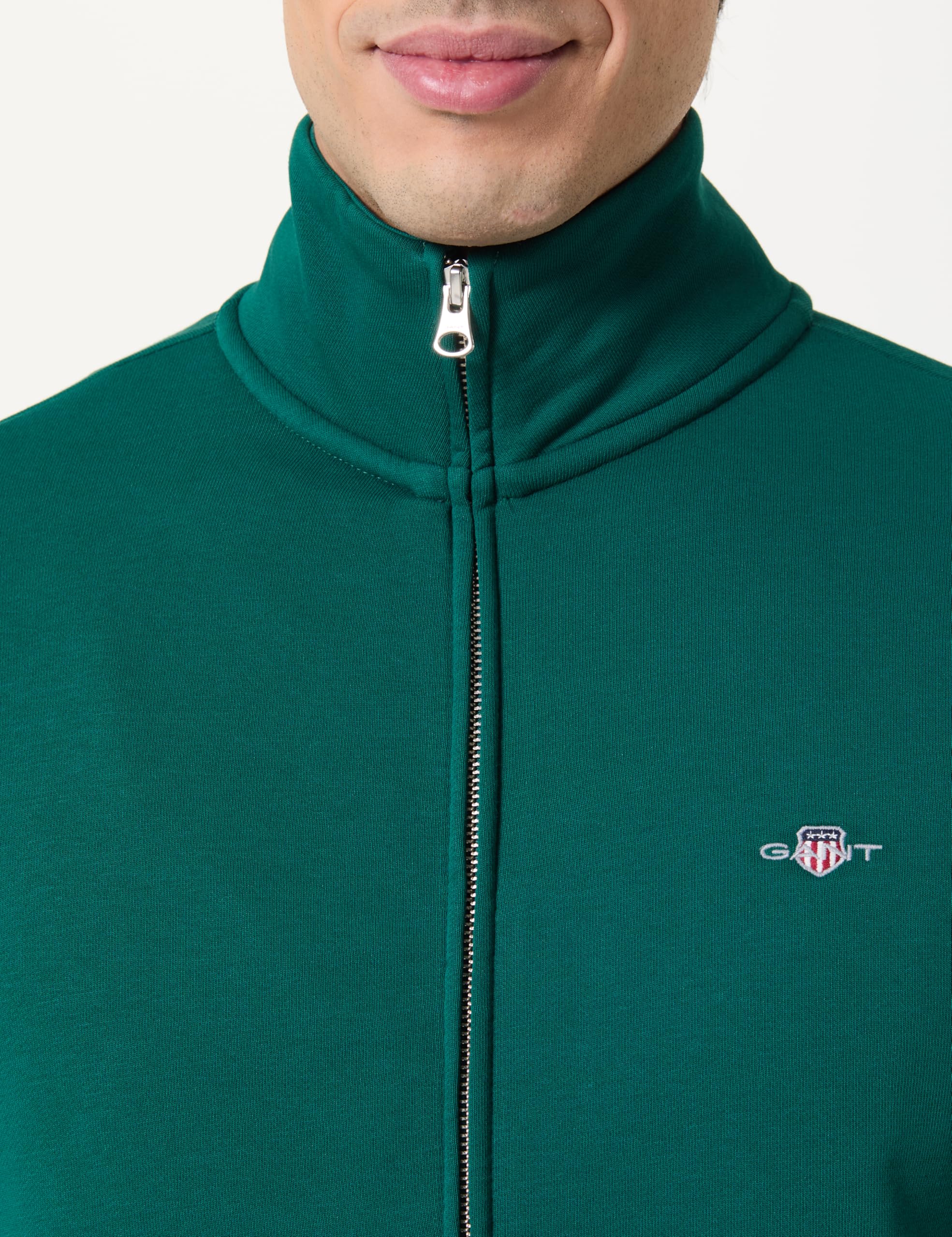 GANT Hombre Sudadera con Cremallera Y Escudo Normal, Grey