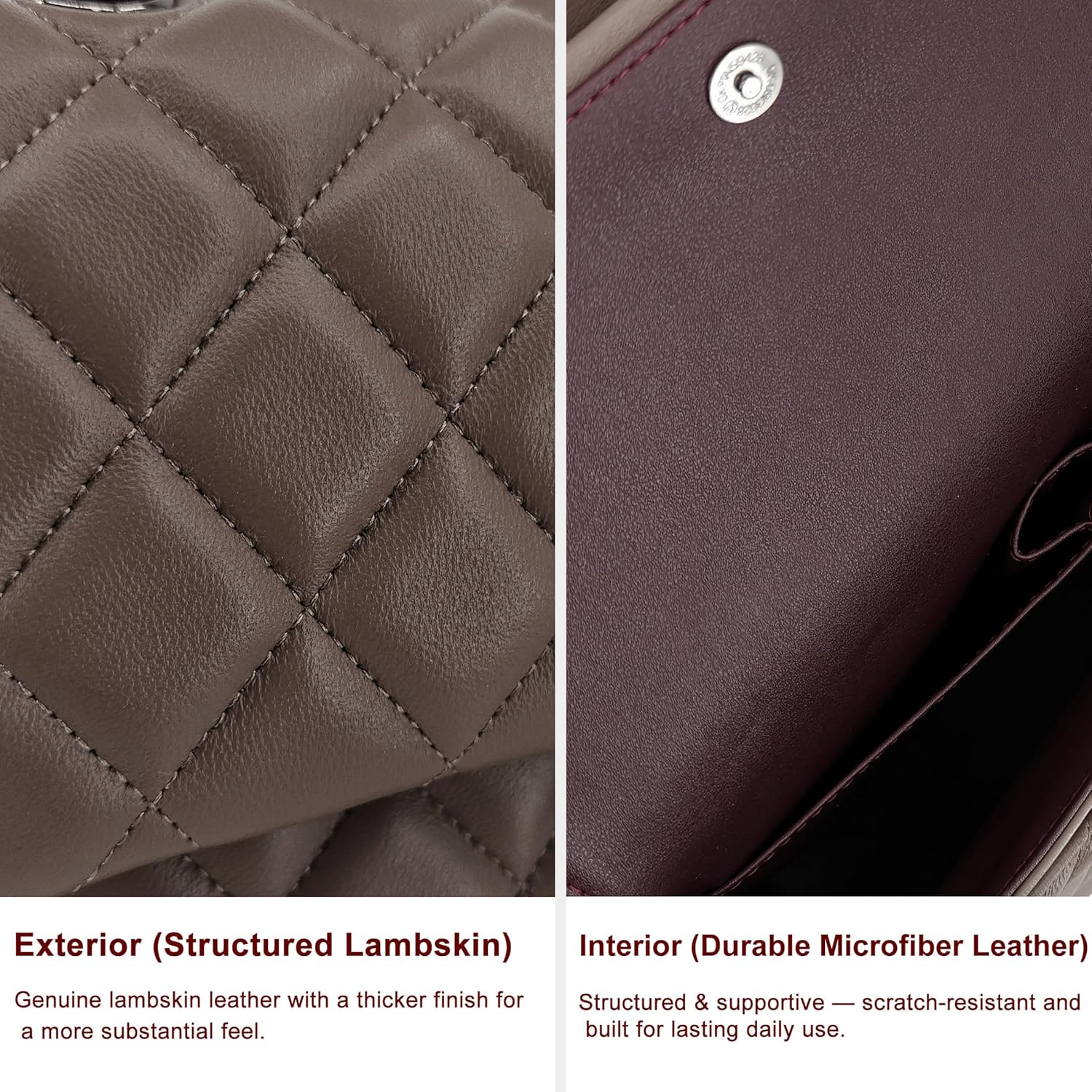 Quilted Leather Crossbody Bags for Women,Soft Lambskin Adjustable Double Chain Strap Shoulder Bag,Designer Flap Purse | Quilted, Leather, Soft, Lambskin, Adjustable, Double Chain Strap - Image 5