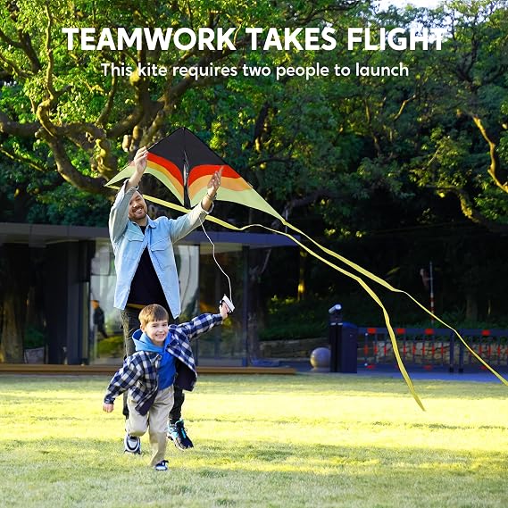 SYNCFUN Large Delta Kite Gradient For Kids and Adults,Easy To Fly Kids Kites Ages 4-8,Large Delta Beach Kite with 328 ft String & Flying Toys for Outdoor Activities & Family Trip