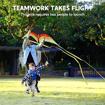 SYNCFUN Large Delta Kite Gradient For Kids and Adults,Easy To Fly Kids Kites Ages 4-8,Large Delta Beach Kite with 328 ft String & Flying Toys for Outdoor Activities & Family Trip