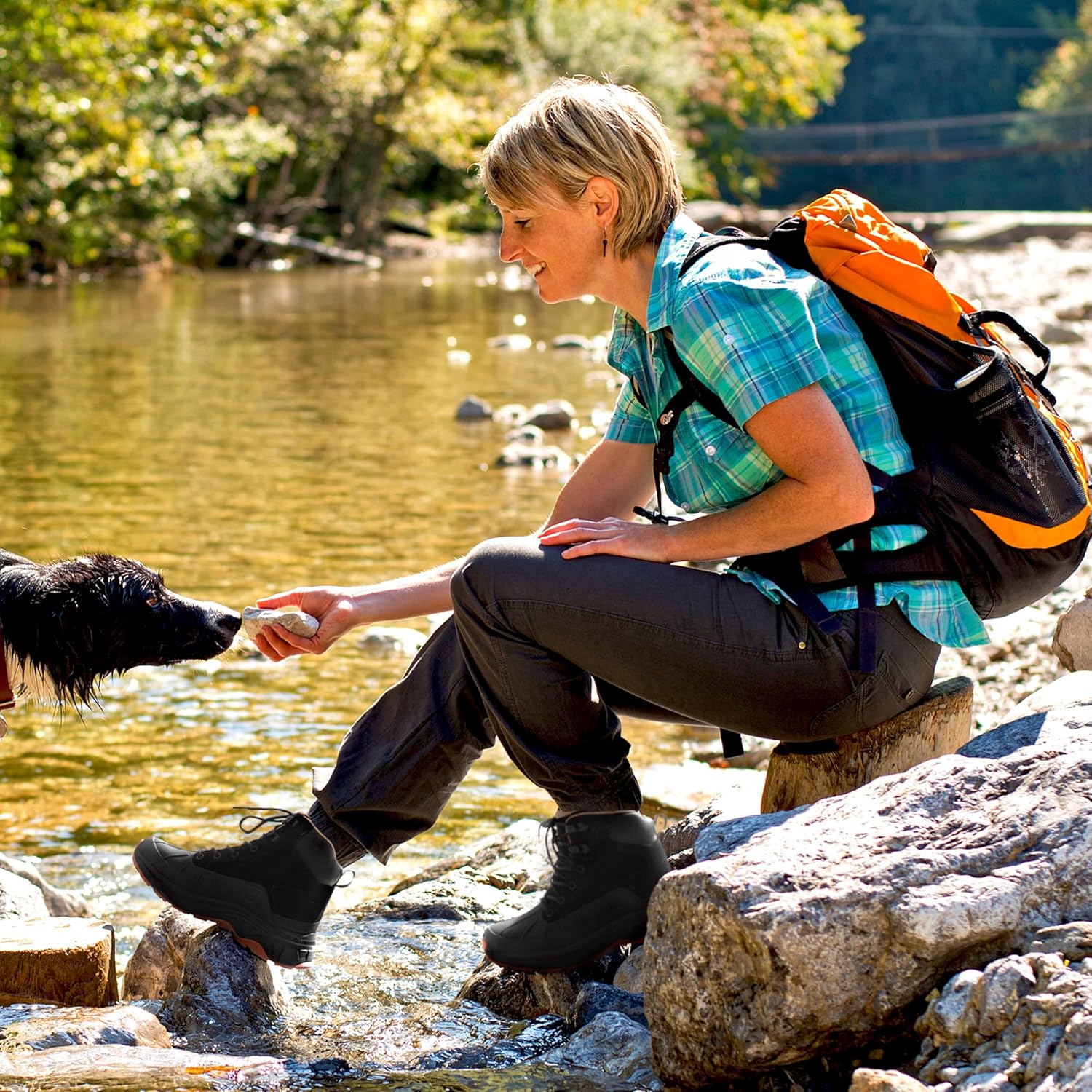 NORTIV 8 Women's Waterproof Hiking Boots Outdoor Trekking Camping Trail Hiking Boots - Image 2