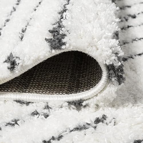 Miniatura 5 de JONATHAN Y MOH407A-210 Petra - Alfombra de pelo largo geométrico a rayas abstractas para interiores, estilo bohemio, contemporáneo, glamuroso, fácil