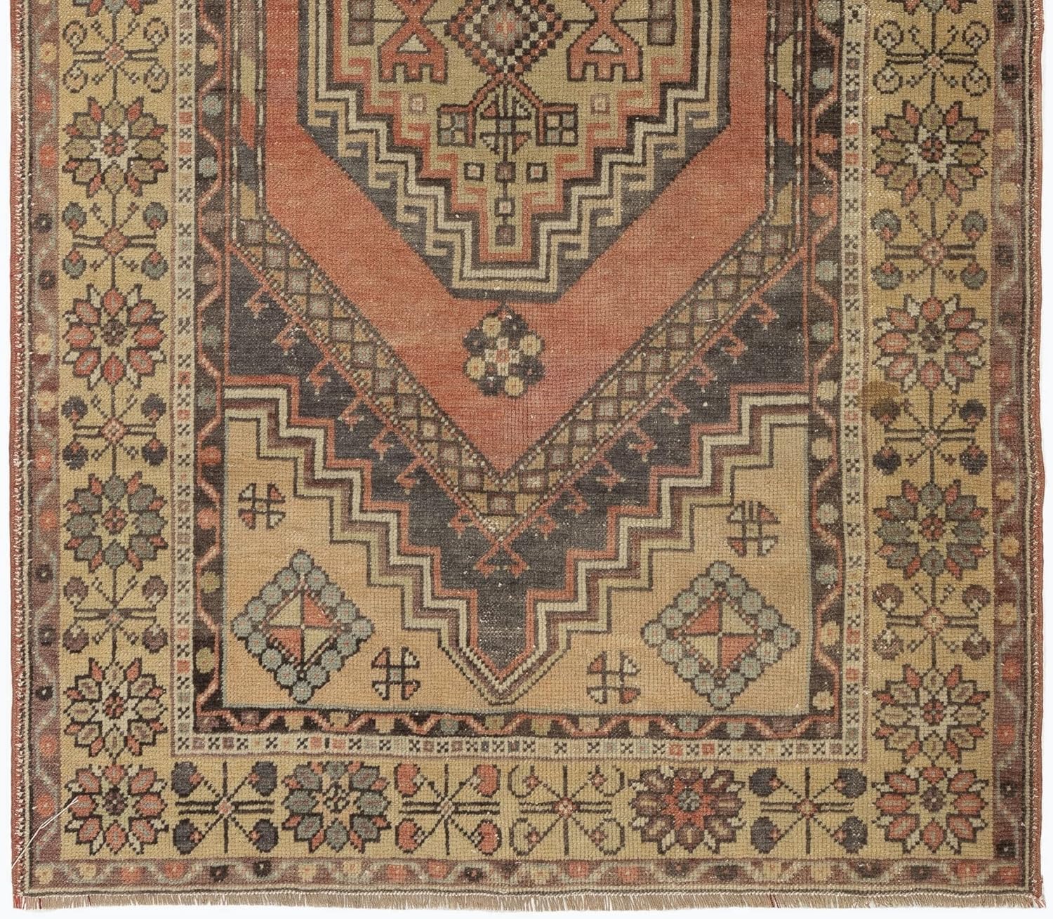 3.7x5.8 Ft Tribal Style Handmade Wool Carpet, Vintage Oriental Rug. C1309