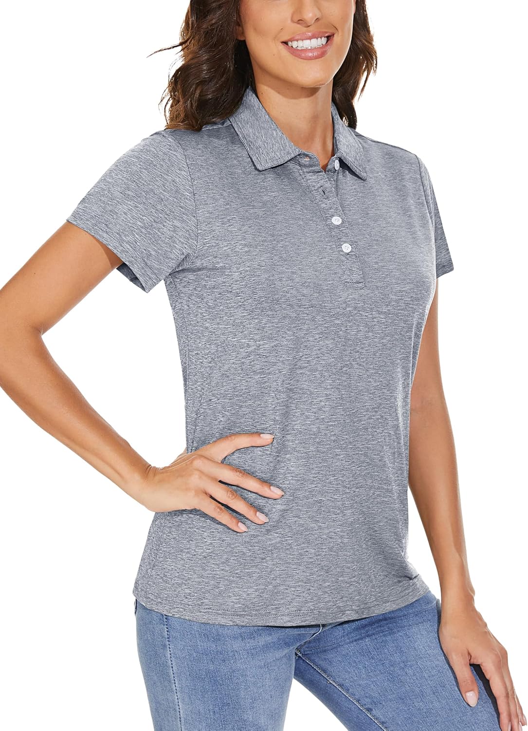 TACVASEN Polo Shirts for Women Short Sleeve Golf Shirts 4-Button Quick Dry Workout Tops Collared for Work Running Tennis - Image 2