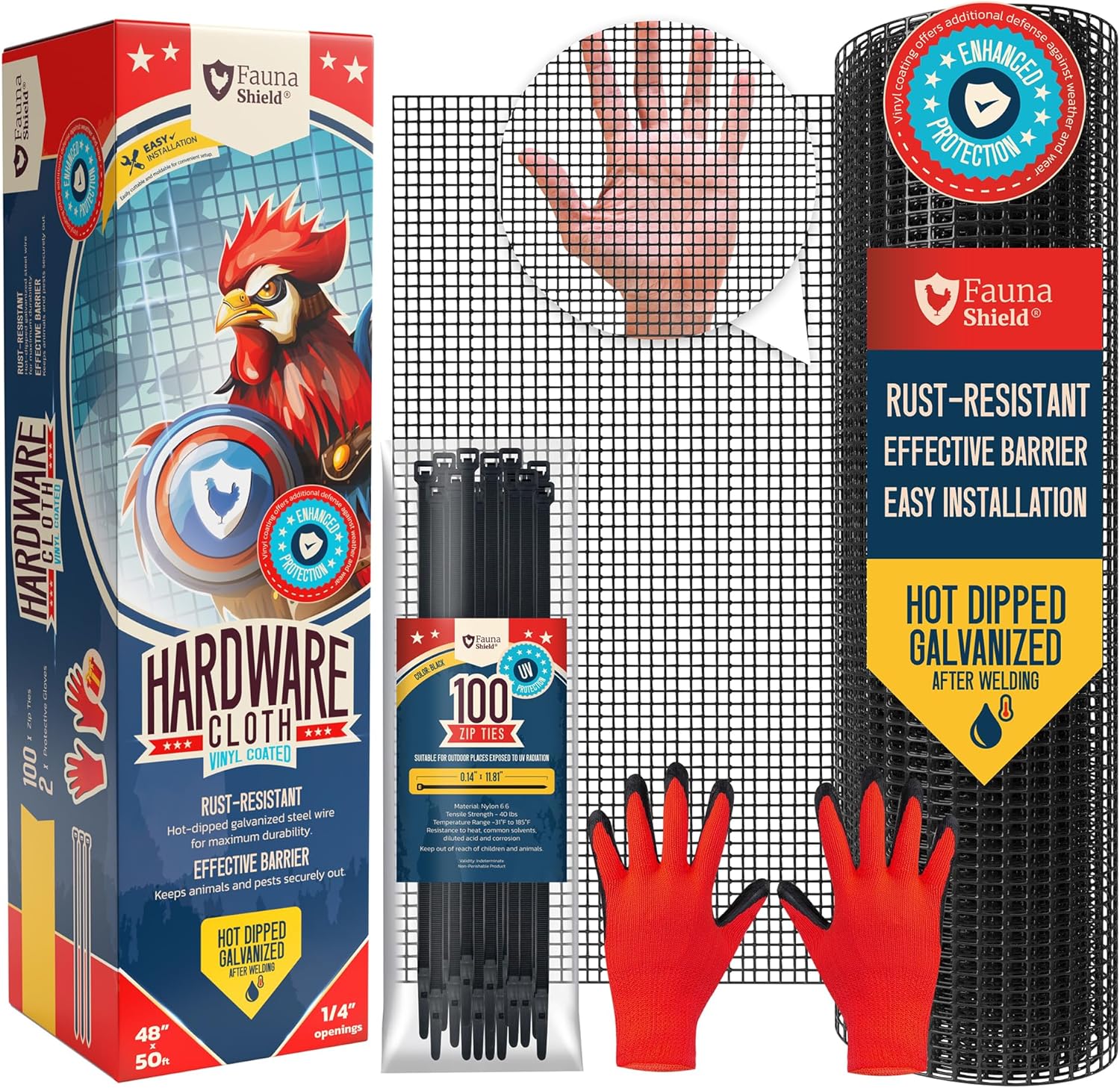 Hardware Cloth 1/4 inch 48" x 50 ft Mesh 23 Gauges Black Vinyl Welded