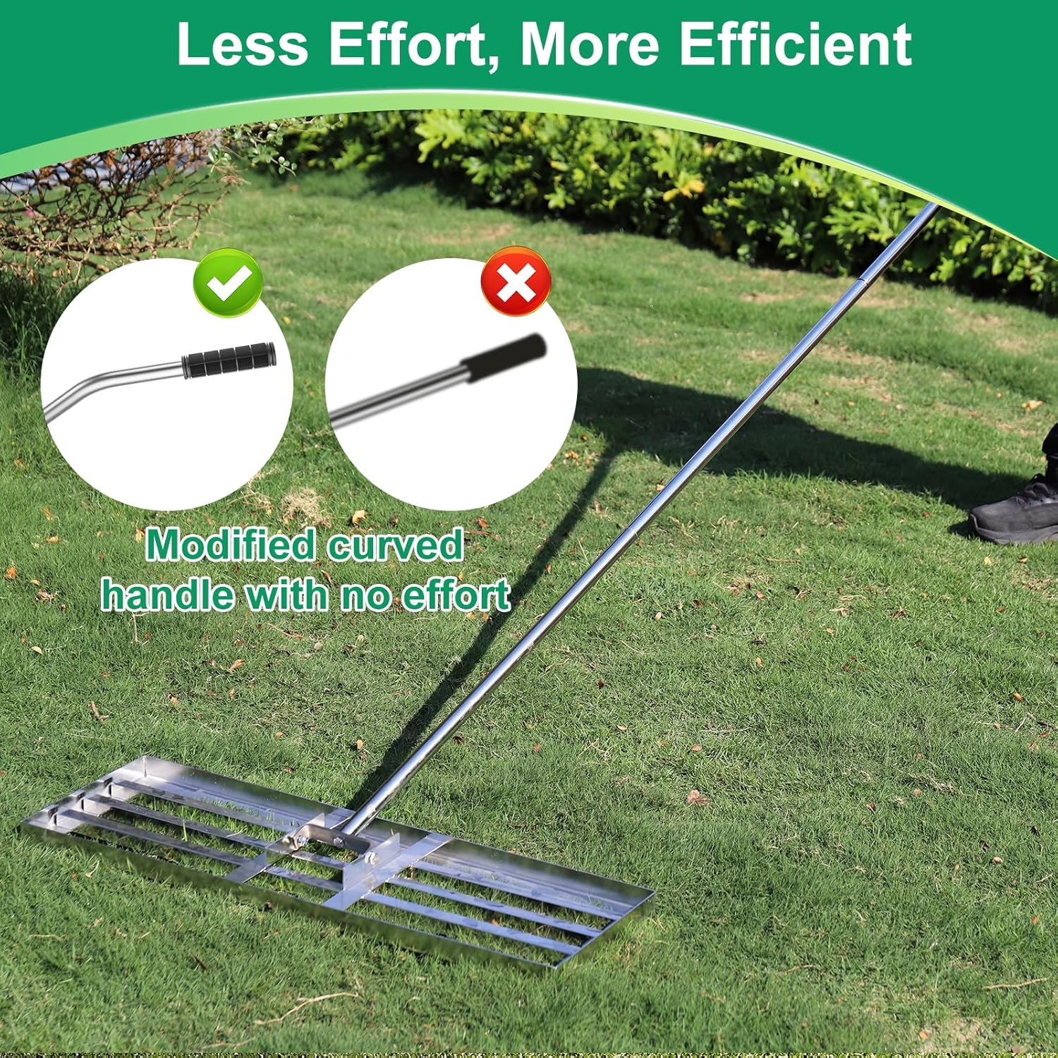 30" x 10" Lawn Leveling Rake, Heavy Duty 304 Stainless Steel Lawn Leveler with 6.5ft Extra Long Handle, Professional Yard Soil Leveling Tool for Dirt, Sand, Compost & Topdressing