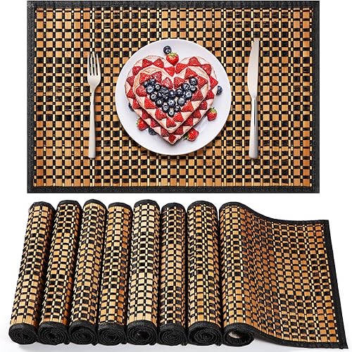 Hushee 8 manteles individuales de bambú para mesa de comedor, lavables, resistentes al calor, manteles individuales de bambú para comedor y mesa de disponible en Yaxa Costa Rica