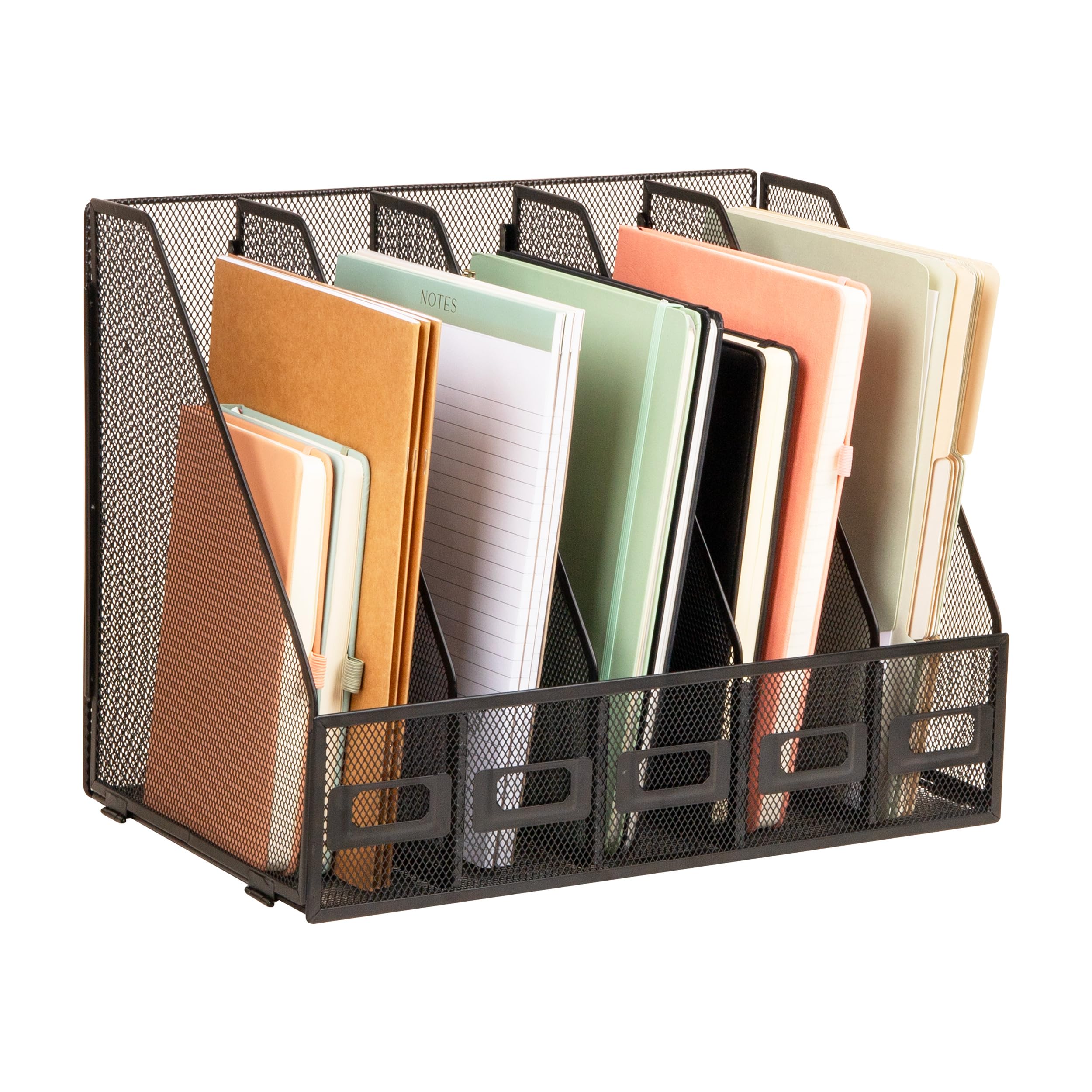 Mind Reader Organizer verticale a 5 scomparti, organizer da scrivania, per ufficio, rete metallica, nero