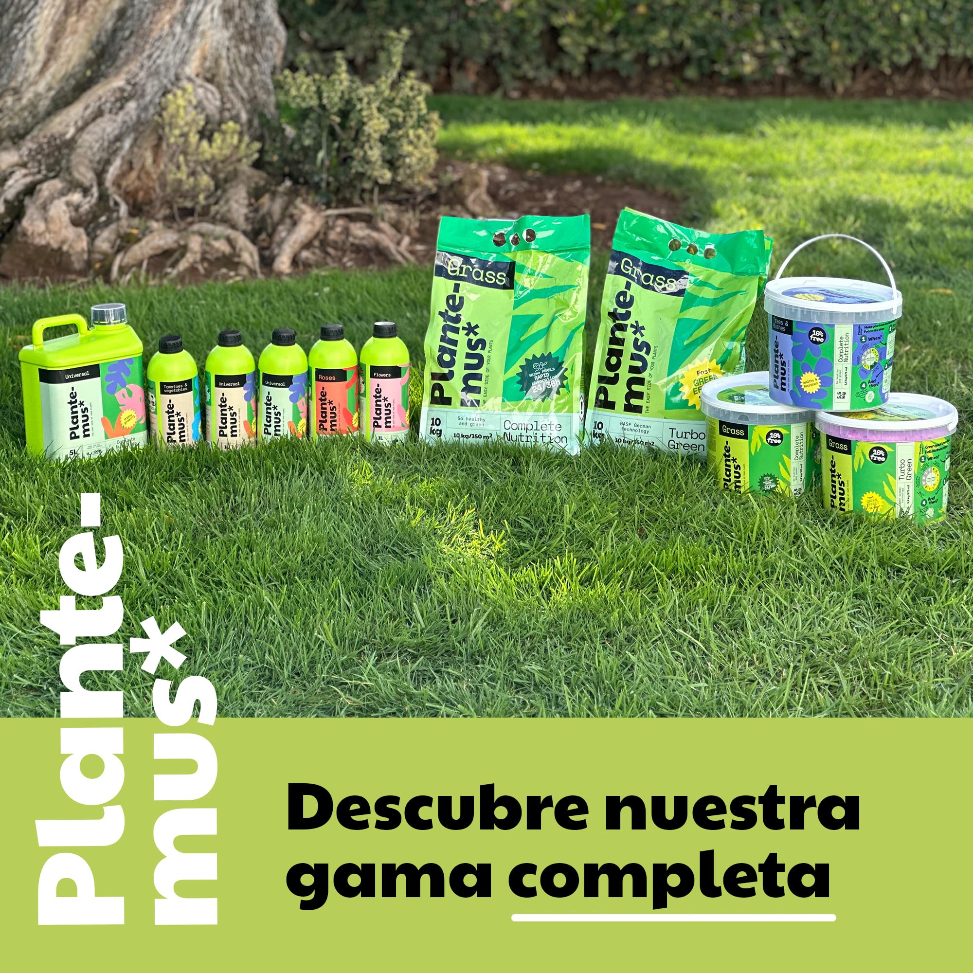 PLANTEMUS Abono Césped Efecto Verde Turbo para 175 m² Microcristales Ultrasolubles | Verde Intenso 7-9 Días | Fertilizante Nitrogenado - Tecnología Alemana 5.5 KG