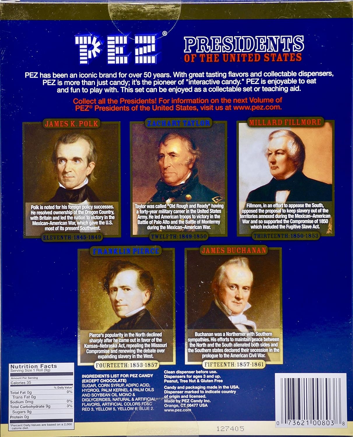 Pez Candy Presidents of The United States Dispensers: Volume 3-1845-1861