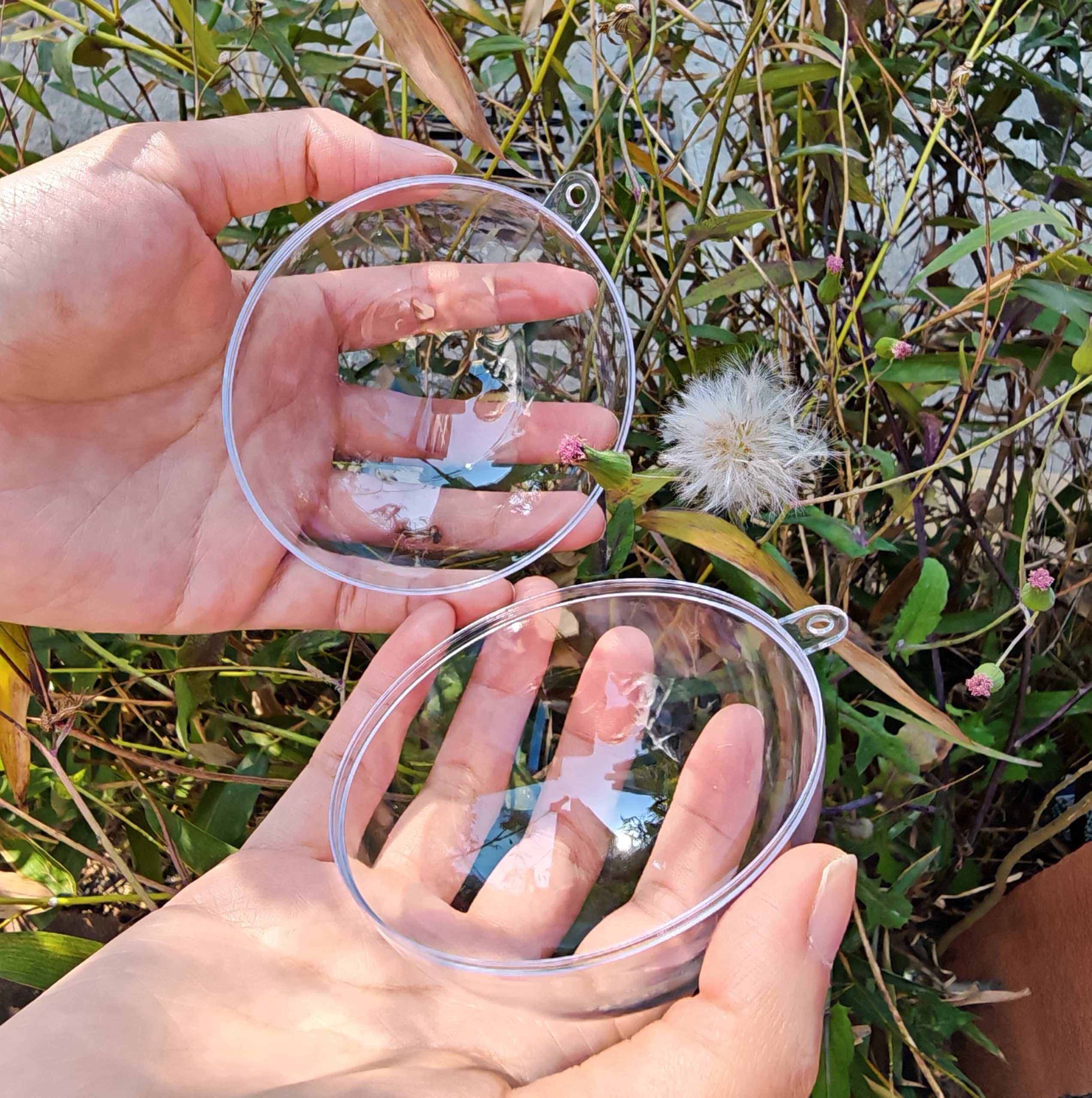 YOZIEMQ Acrylic hollow ball, Clear Plastic Fillable Ornaments Ball